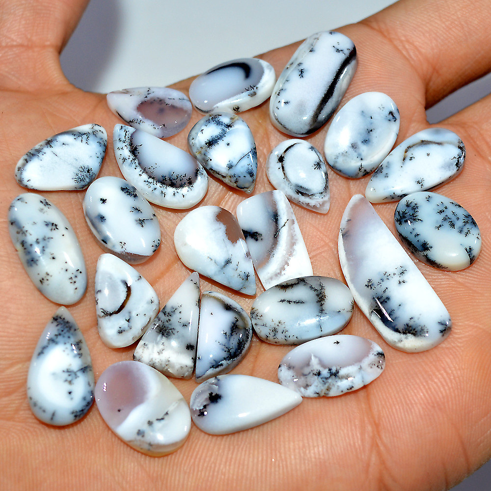 23 Pcs 146 Cts Natural Dendrite Agate Cabochon Gemstone Lot Jewelry Making Handmade Crystal Craft Supplies 30x10 13x9mm 17219