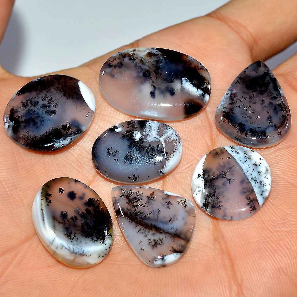 7 Pcs 119 Cts Natural Dendrite Agate Cabochon Gemstone Lot Jewelry Making Handmade Crystal Craft Supplies 27x1718x18mm 17221