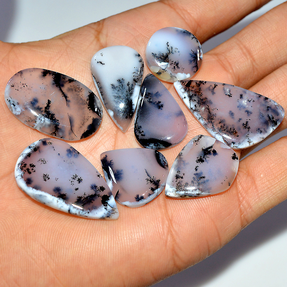 Image of 8 Pcs 151 Cts Natural Dendrite Agate Cabochon Gemstone Lot Jewelry Making Handmade Crystal Craft Supplies 35x19 15x15mm #17223
