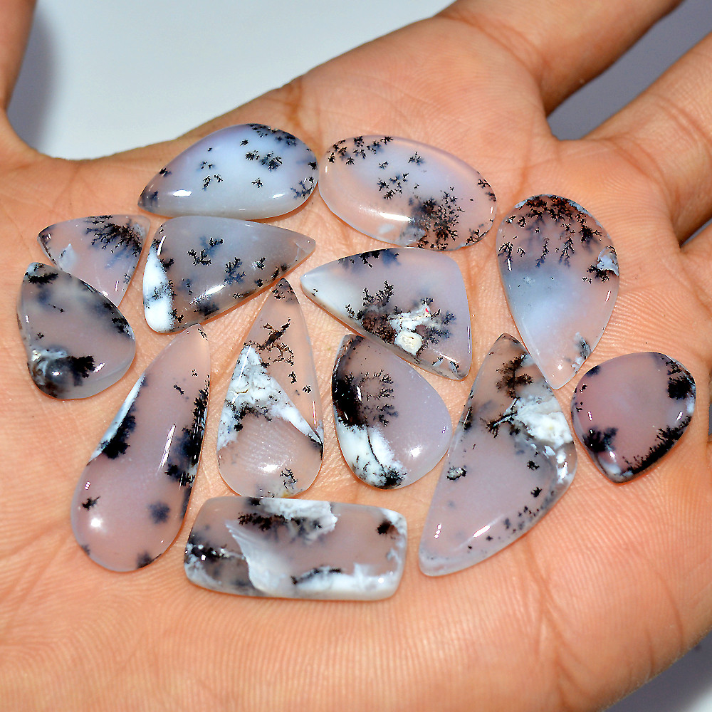 13 Pcs 122 Cts Natural Dendrite Agate Cabochon Gemstone Lot Jewelry Making Handmade Crystal Craft Supplies 30x11 10x10mm 17229