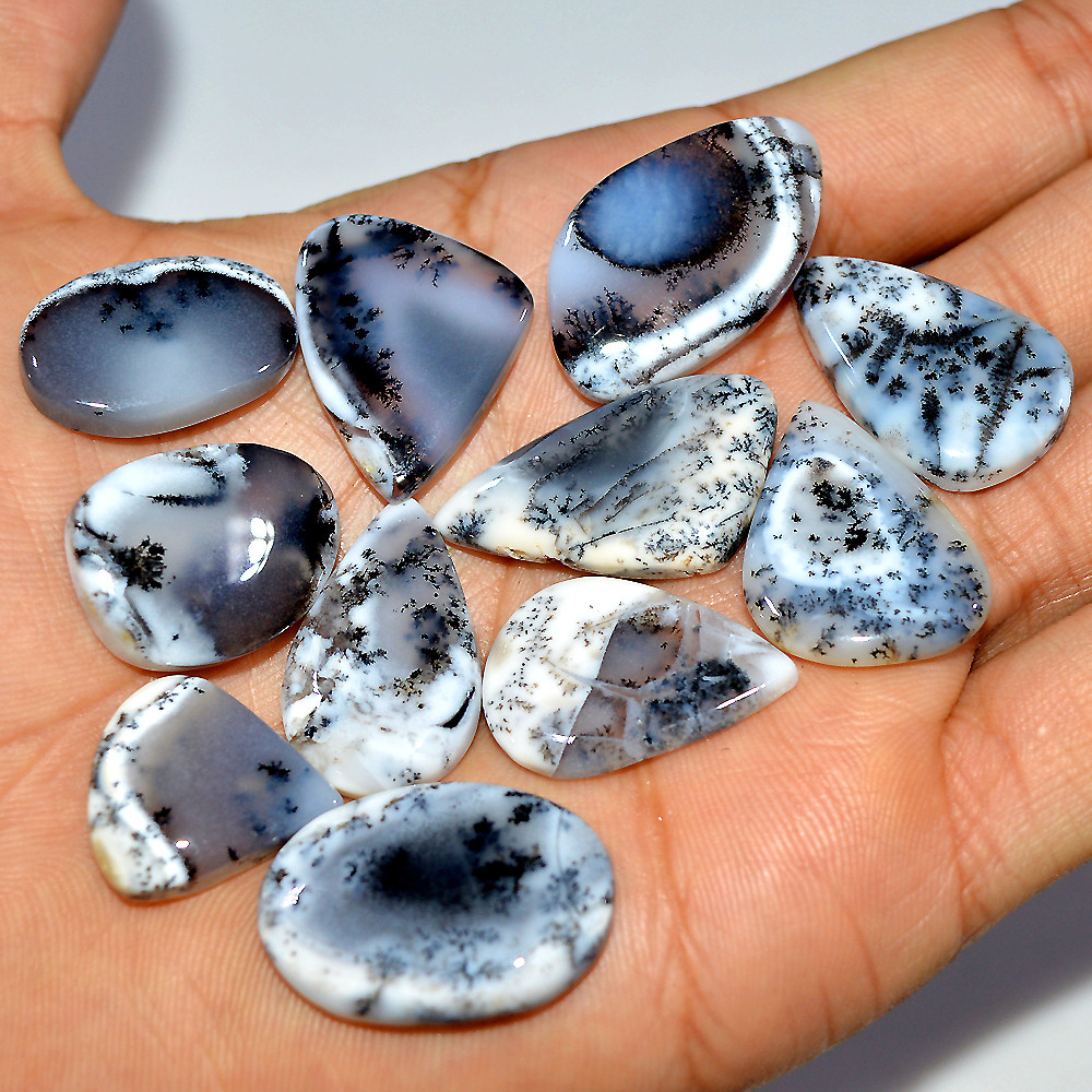 11 Pcs 174 Cts Natural Dendrite Agate Cabochon Gemstone Lot Jewelry Making Handmade Crystal Craft Supplies 29x15 18x15mm 17233