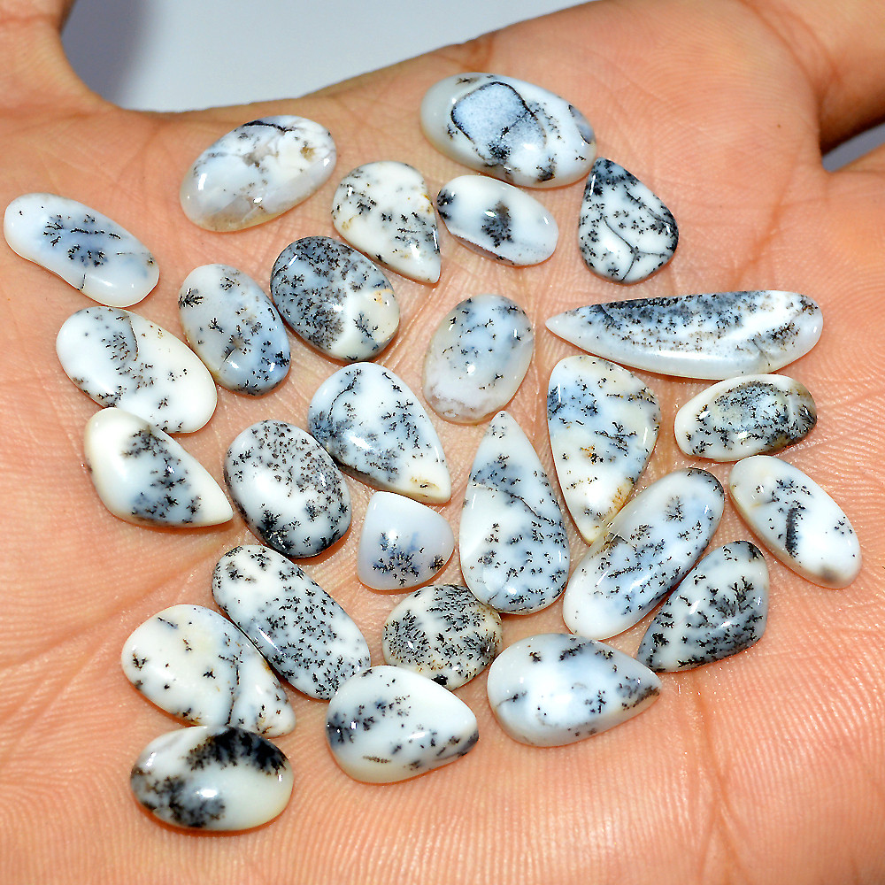 Image of 27 Pcs 74 Cts Natural Dendrite Agate Cabochon Gemstone Lot Jewelry Making Handmade Crystal Craft Supplies 22x5 6x6mm #17234