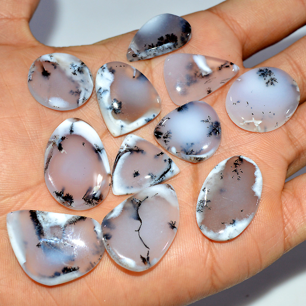 11 Pcs 174 Cts Natural Dendrite Agate Cabochon Gemstone Lot Jewelry Making Handmade Crystal Craft Supplies 25x18 20x12mm 17237