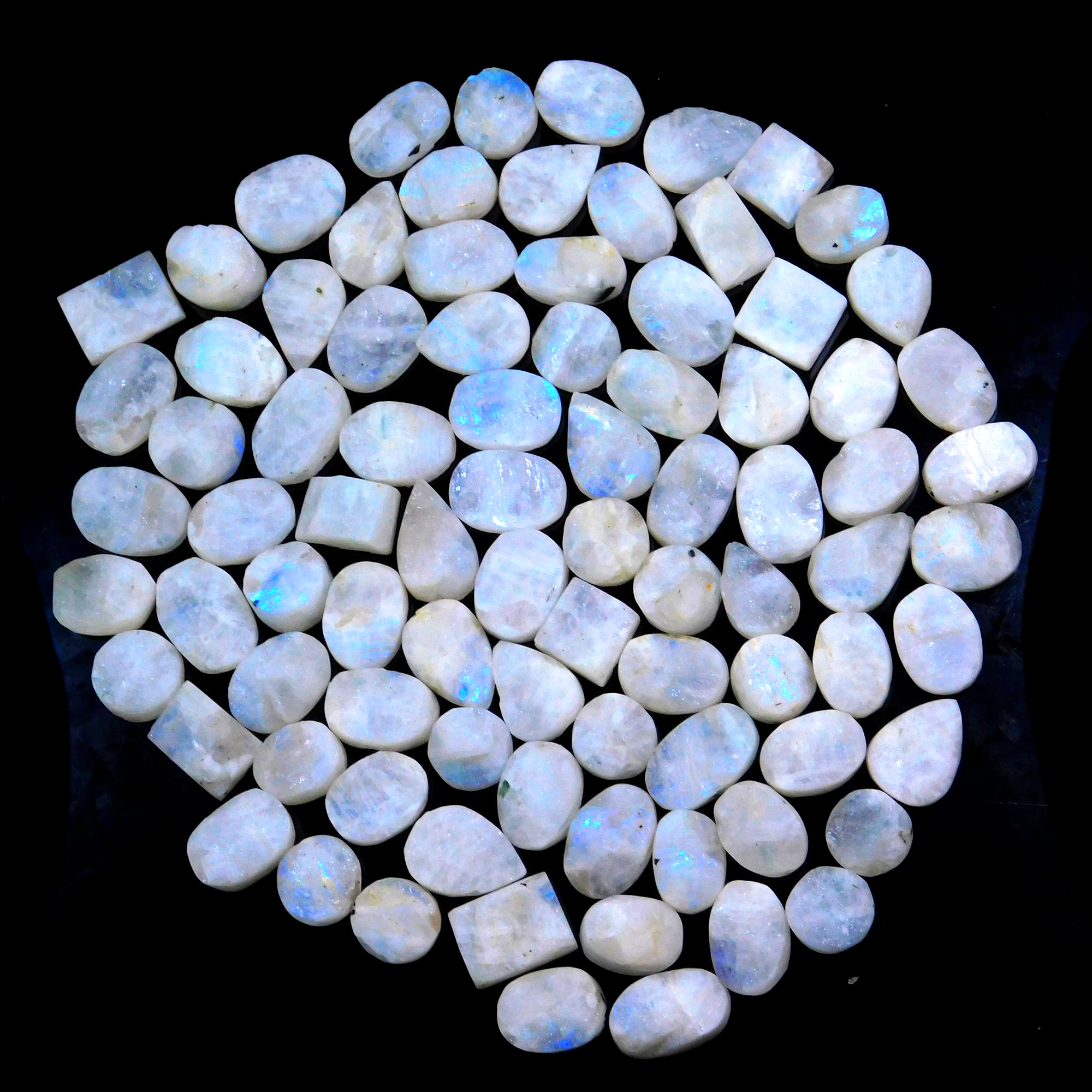 86 Pcs Natural Moonstone Druzy 1300cts Unpolished Rough Loose Gemstone Wholesale Lot Size 21x13 17x12mm