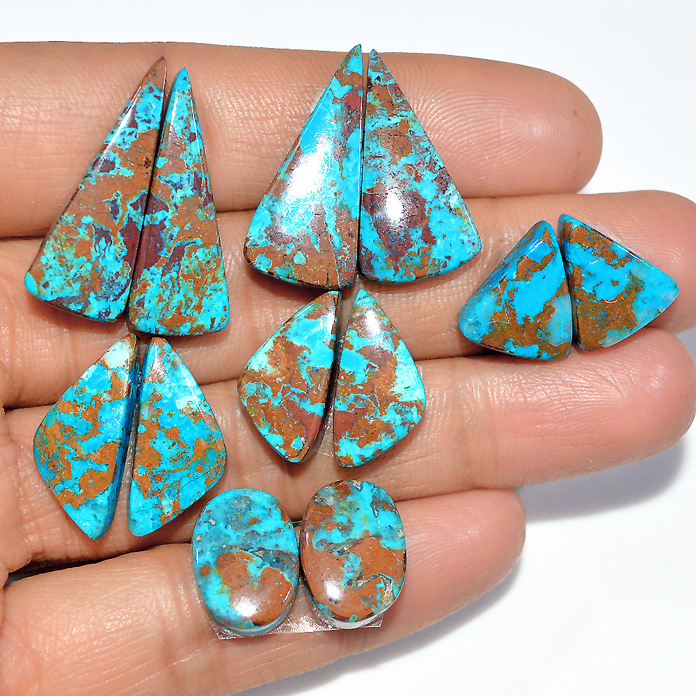 6 Pairs 87 Cts Natural Chrysocolla Cabochon Gemstone Pair Statement Dainty Earrings Making Healing Crystal Gemstone Lot 27x10 14x12mm 17350