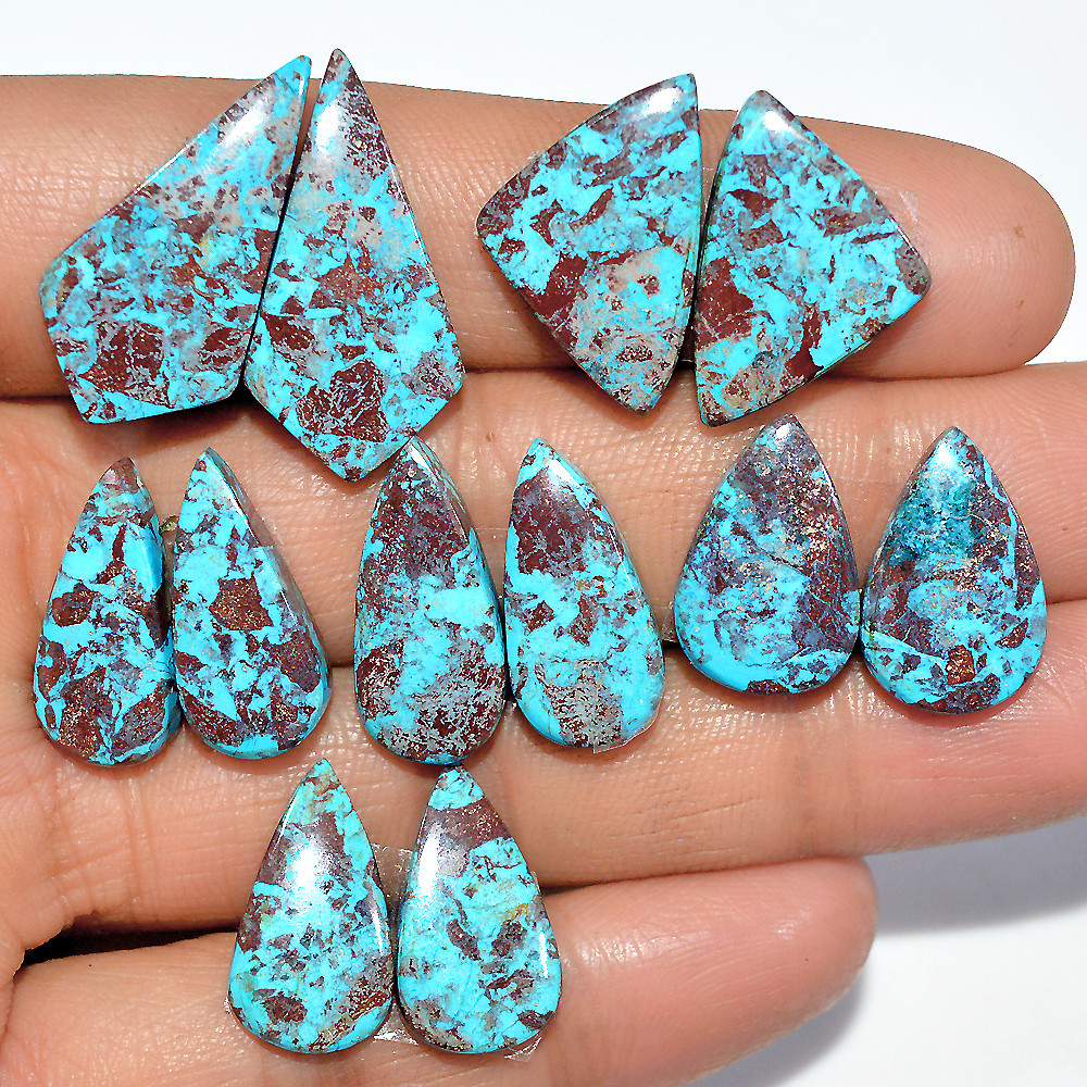 6 Pairs 65 Cts Natural Chrysocolla Cabochon Gemstone Pair Statement Dainty Earrings Making Healing Crystal Gemstone Lot 25x12 15x10mm 17352