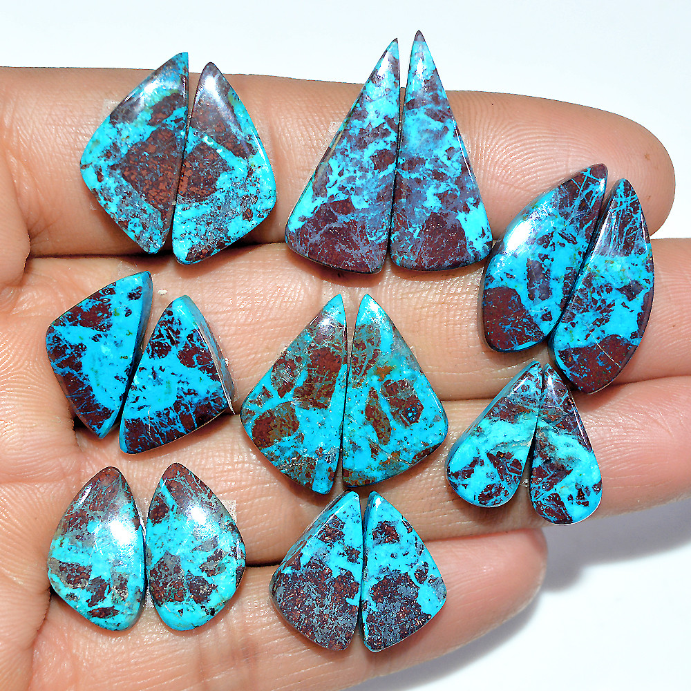 8 Pairs 105 Cts Natural Chrysocolla Cabochon Gemstone Pair Statement Dainty Earrings Making Healing Crystal Gemstone Lot 24x10 15x9mm 17353