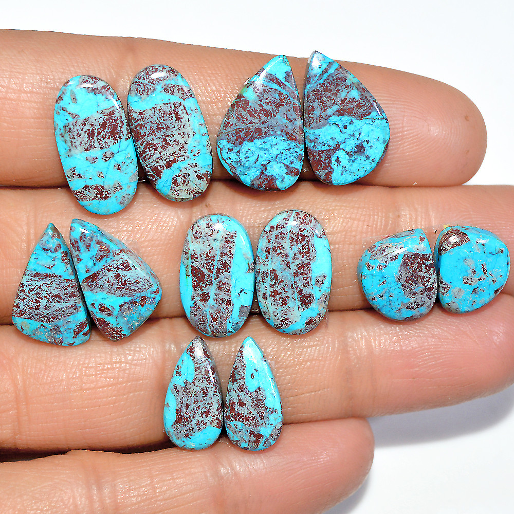 6 Pairs 53 Cts Natural Chrysocolla Cabochon Gemstone Pair Statement Dainty Earrings Making Healing Crystal Gemstone Lot 16x9 10x9mm 17357