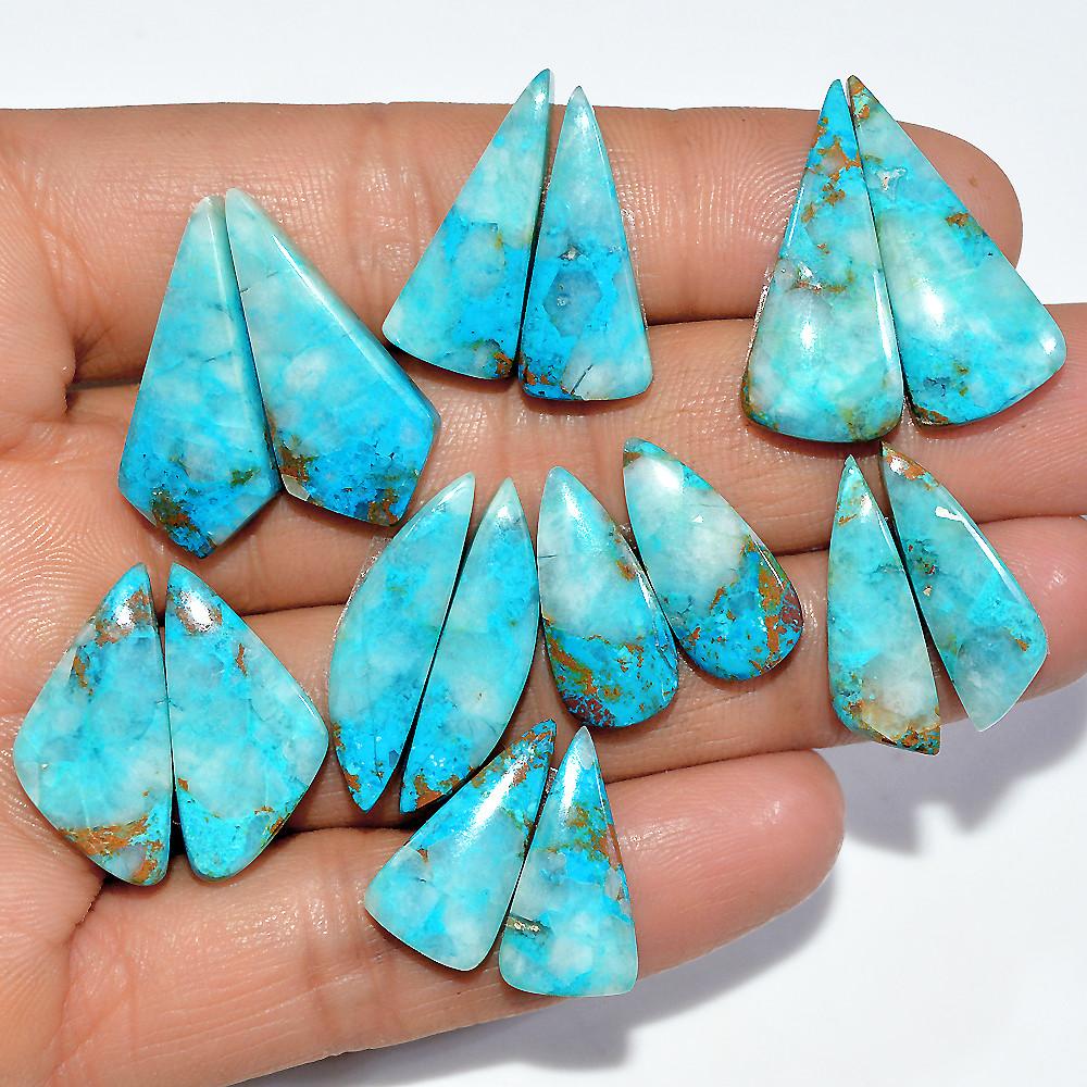 8 Pairs 131 Cts Natural Chrysocolla Cabochon Gemstone Pair Statement Dainty Earrings Making Healing Crystal Gemstone Lot 26x10 19x8mm 17359