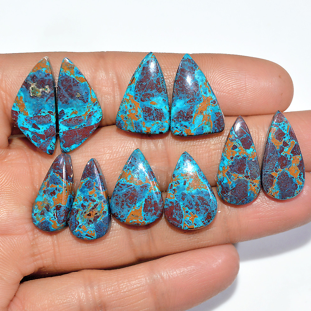 5 Pairs 78 Cts Natural Chrysocolla Cabochon Gemstone Pair Statement Dainty Earrings Making Healing Crystal Gemstone Lot 24x10 19x11mm 17366