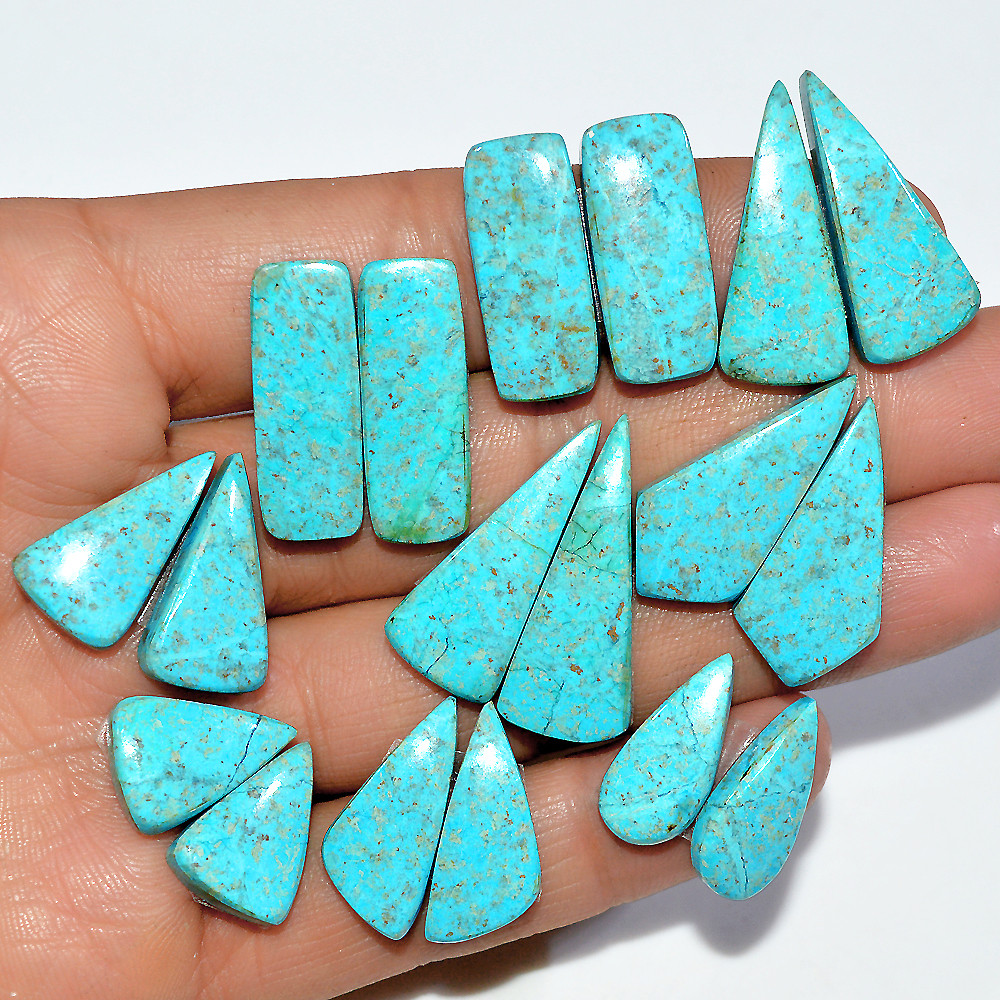 Image of 9 Pairs 116 Cts Natural Chrysocolla Cabochon Pairs Lot Dangle Drop Silver Earrings Making Matched Gemstone 26x10 15x10mm #17378