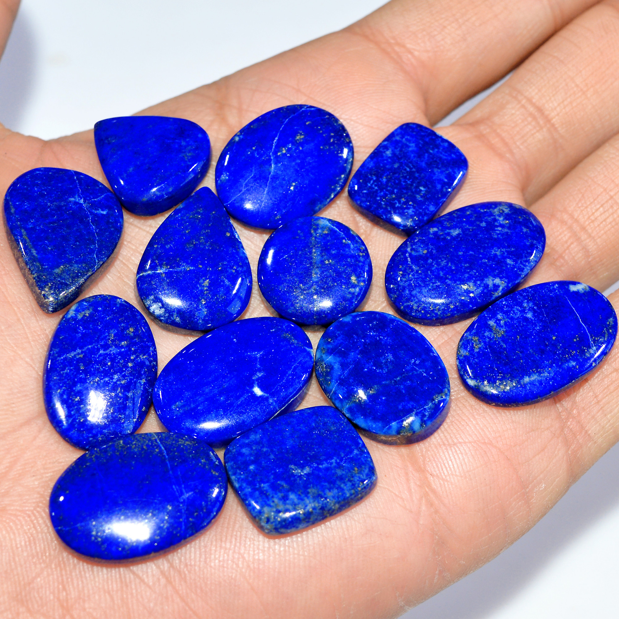 13 Pcs 237 Cts Natural Lapis Lazuli Cabochon Loose Gemstone Lot Craft Supplies For Silver Jewelry Making For Women 24x14 15x12mm 17400