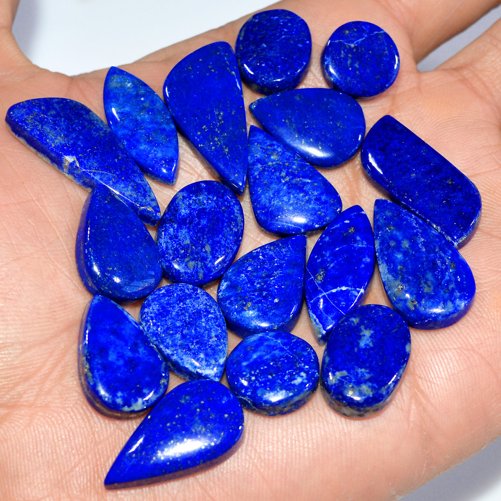 Image of 18 Pcs 234 Cts Natural Lapis Lazuli Cabochon Loose Gemstone Lot Craft Supplies For Silver Jewelry Making For Women 29x10 11x11mm #17404