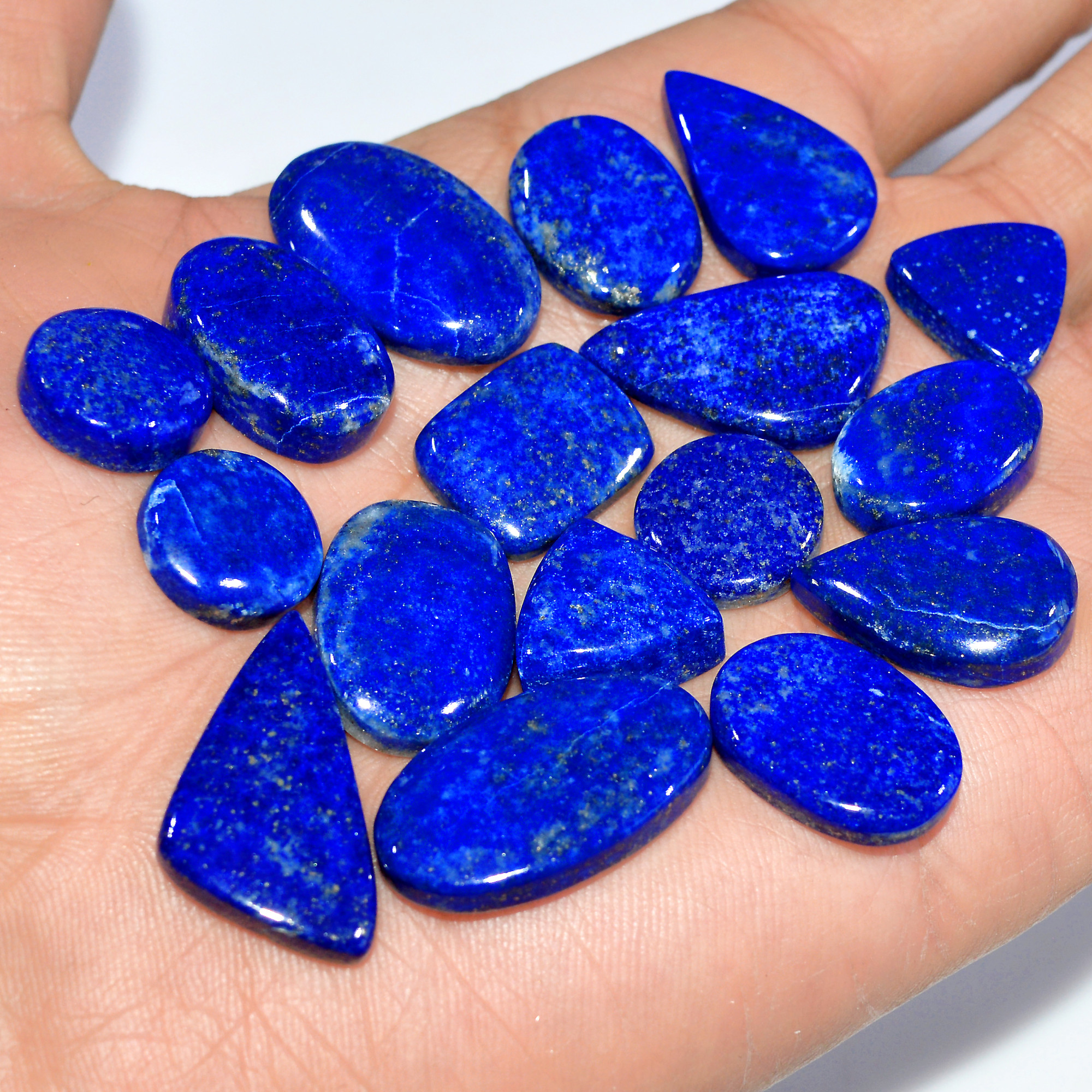 17 Pcs 260 Cts Natural Lapis Lazuli Cabochon Loose Gemstone Lot Craft Supplies For Silver Jewelry Making For Women 25x13 12x12mm 17407