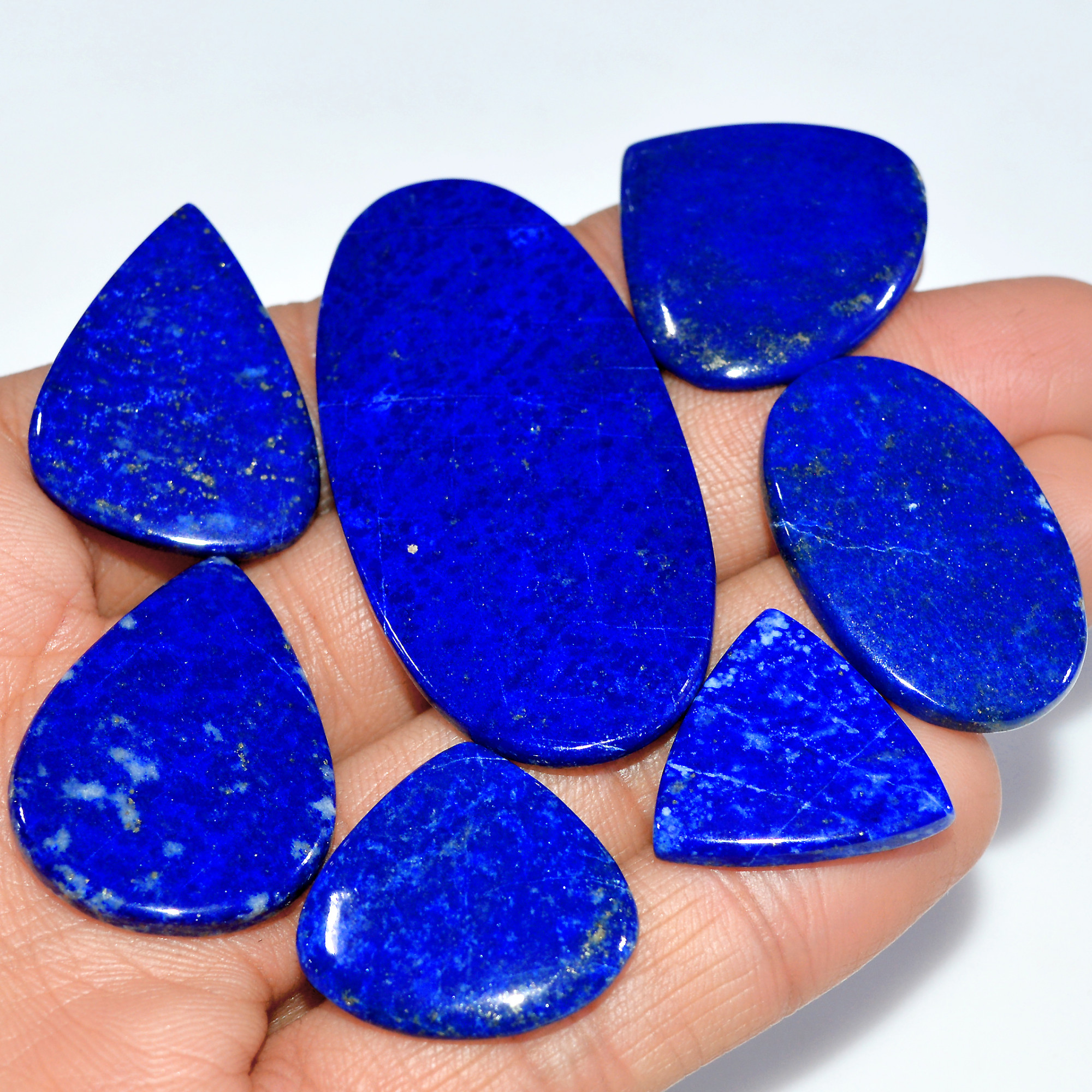 7 Pcs 177 Cts Natural Lapis Lazuli Cabochon Loose Gemstone Lot Craft Supplies For Silver Jewelry Making For Women 55x25 20x20mm 17412