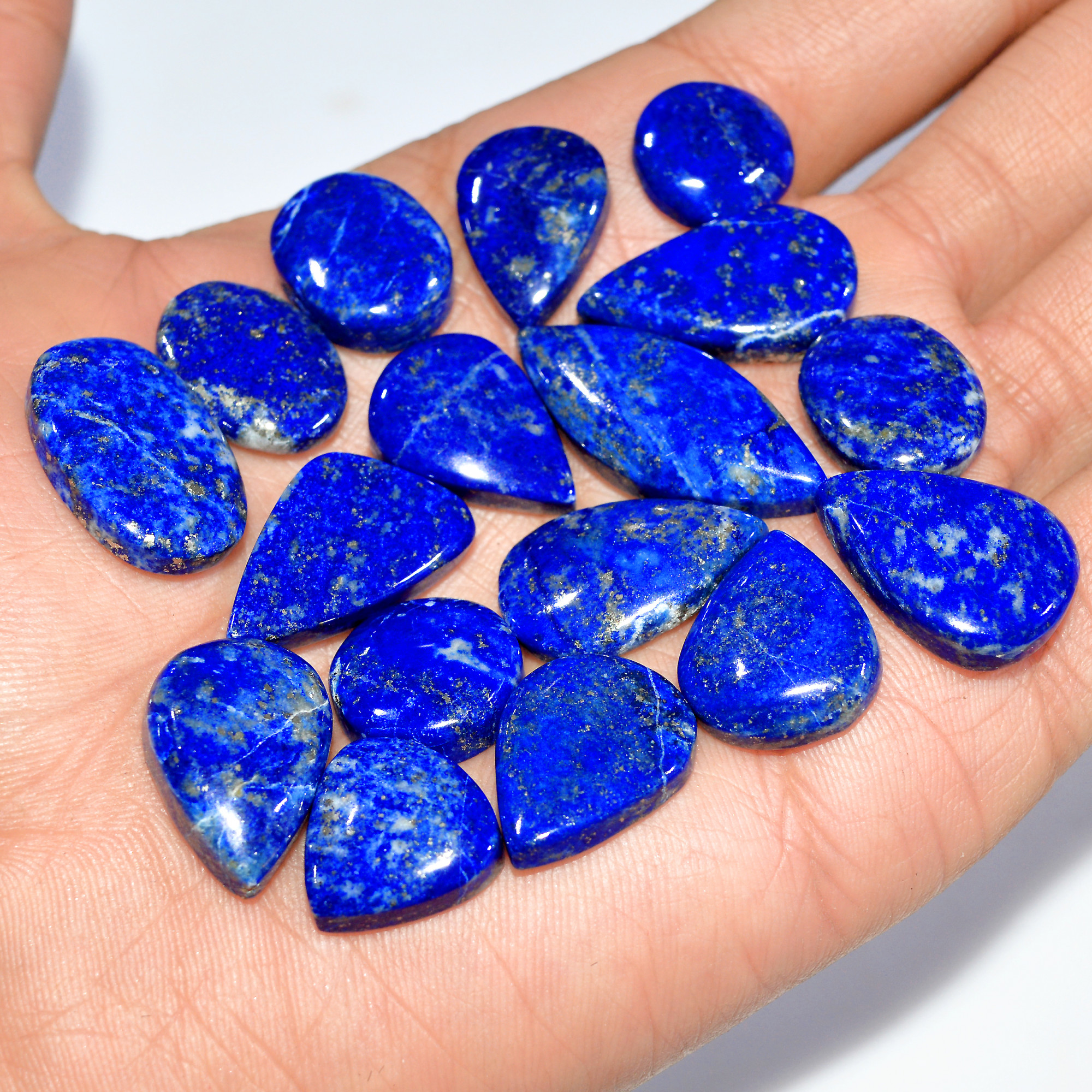 17 Pcs 269 Cts Natural Lapis Lazuli Cabochon Loose Gemstone Lot Craft Supplies For Silver Jewelry Making For Women 30x10 13x13mm 17415