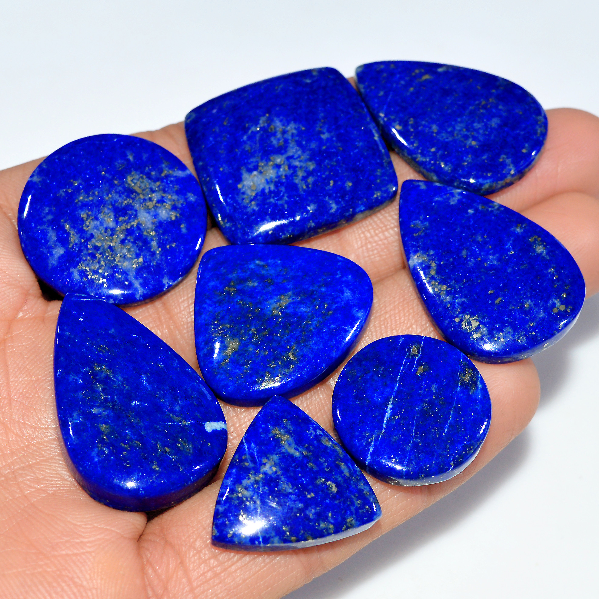 8 Pcs 266 Cts Natural Lapis Lazuli Cabochon Loose Gemstone Lot Craft Supplies For Silver Jewelry Making For Women 25x25 20x20mm 17416