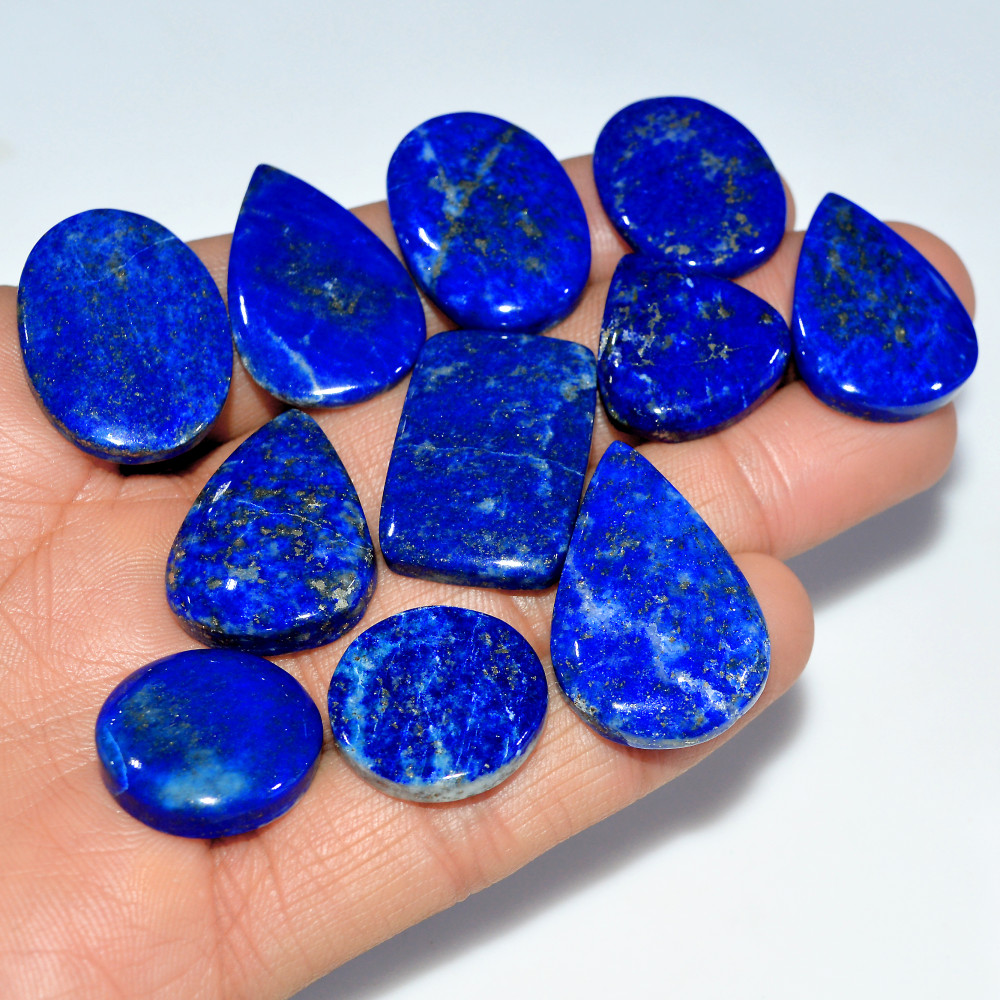 Image of 11 Pcs 277 Cts Natural Lapis Lazuli Cabochon Loose Gemstone Lot Craft Supplies For Silver Jewelry Making For Women 30x20 18x18mm #17417