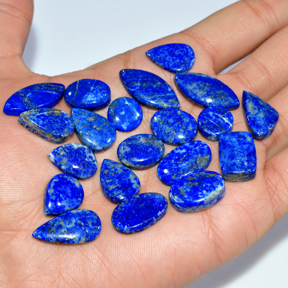 Image of 20 Pcs 209 Cts Natural Lapis Lazuli Cabochon Loose Gemstone Lot Mixed Shapes Sizes Healing Crystal For Jewelry Making 24x10 10x10mm #17424
