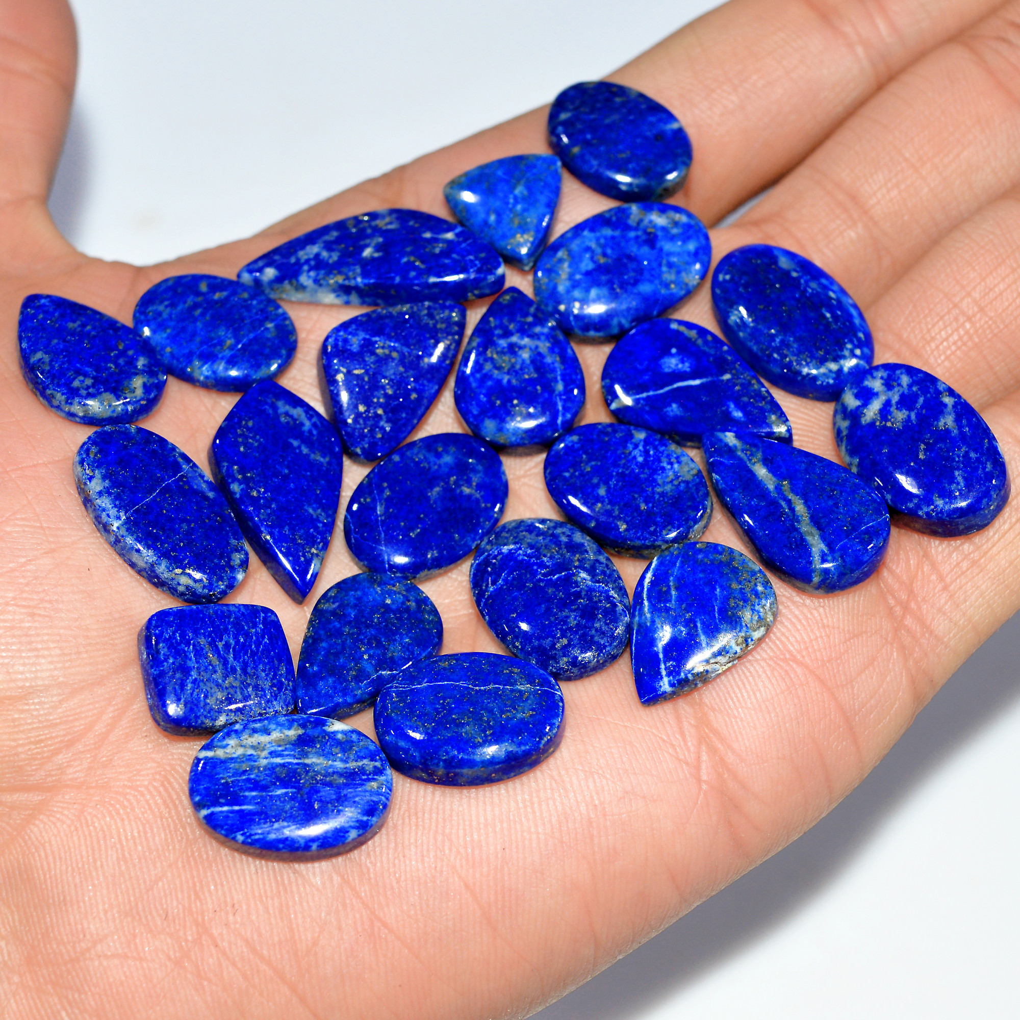 22 Pcs 255 Cts Natural Lapis Lazuli Cabochon Loose Gemstone Lot Mixed Shapes Sizes Healing Crystal For Jewelry Making 26x10 10x10mm 17426
