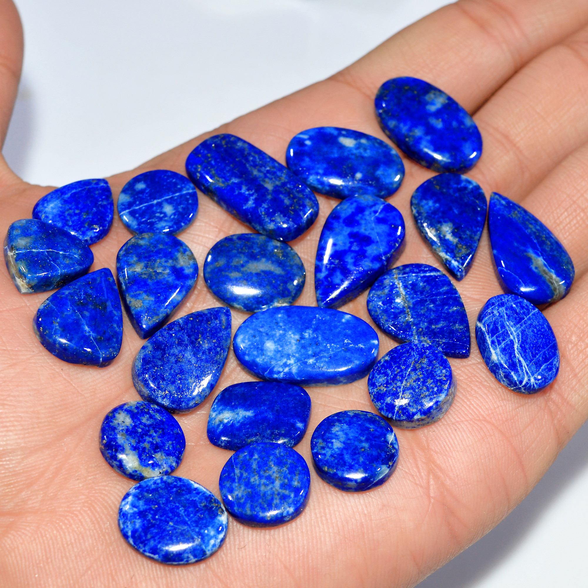 22 Pcs 234 Cts Natural Lapis Lazuli Cabochon Loose Gemstone Lot Mixed Shapes Sizes Healing Crystal For Jewelry Making 24x10 11x11mm 17432