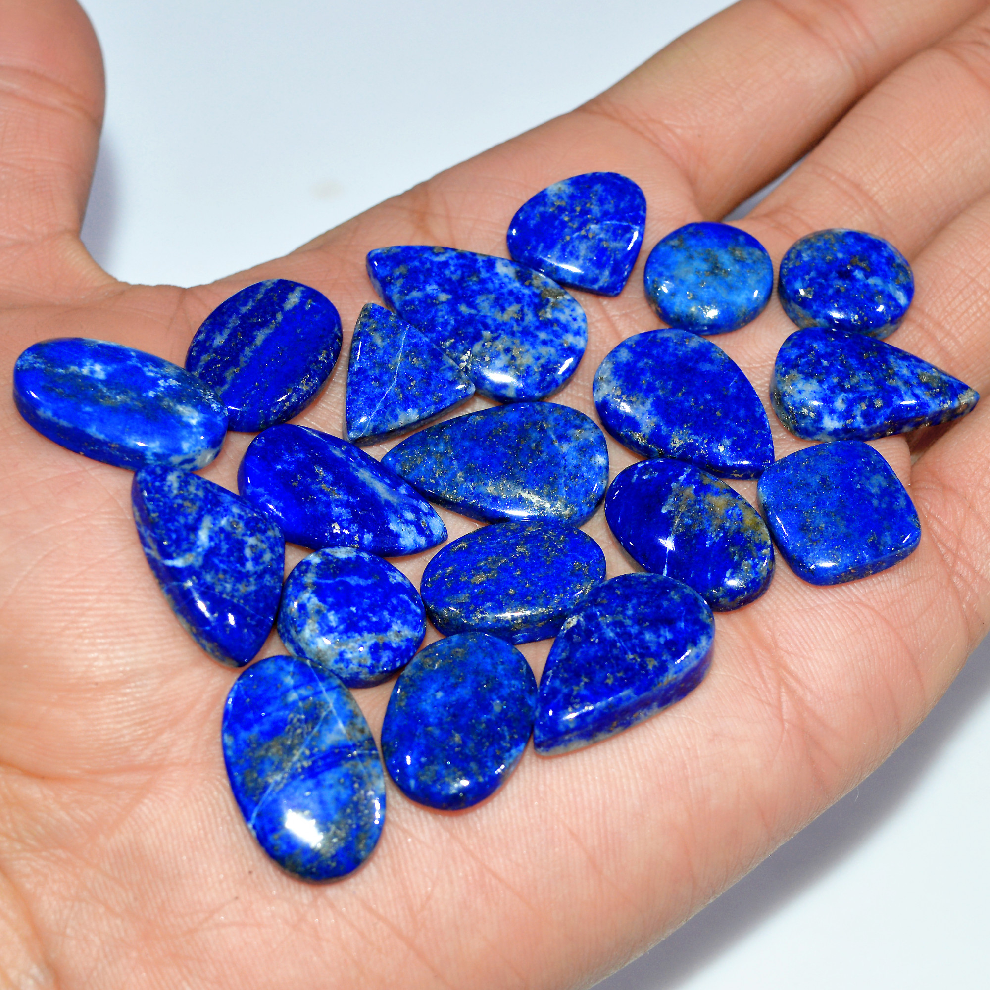 19 Pcs 259 Cts Natural Lapis Lazuli Cabochon Loose Gemstone Lot Mixed Shapes Sizes Healing Crystal For Jewelry Making 25x15 13x13mm 17434