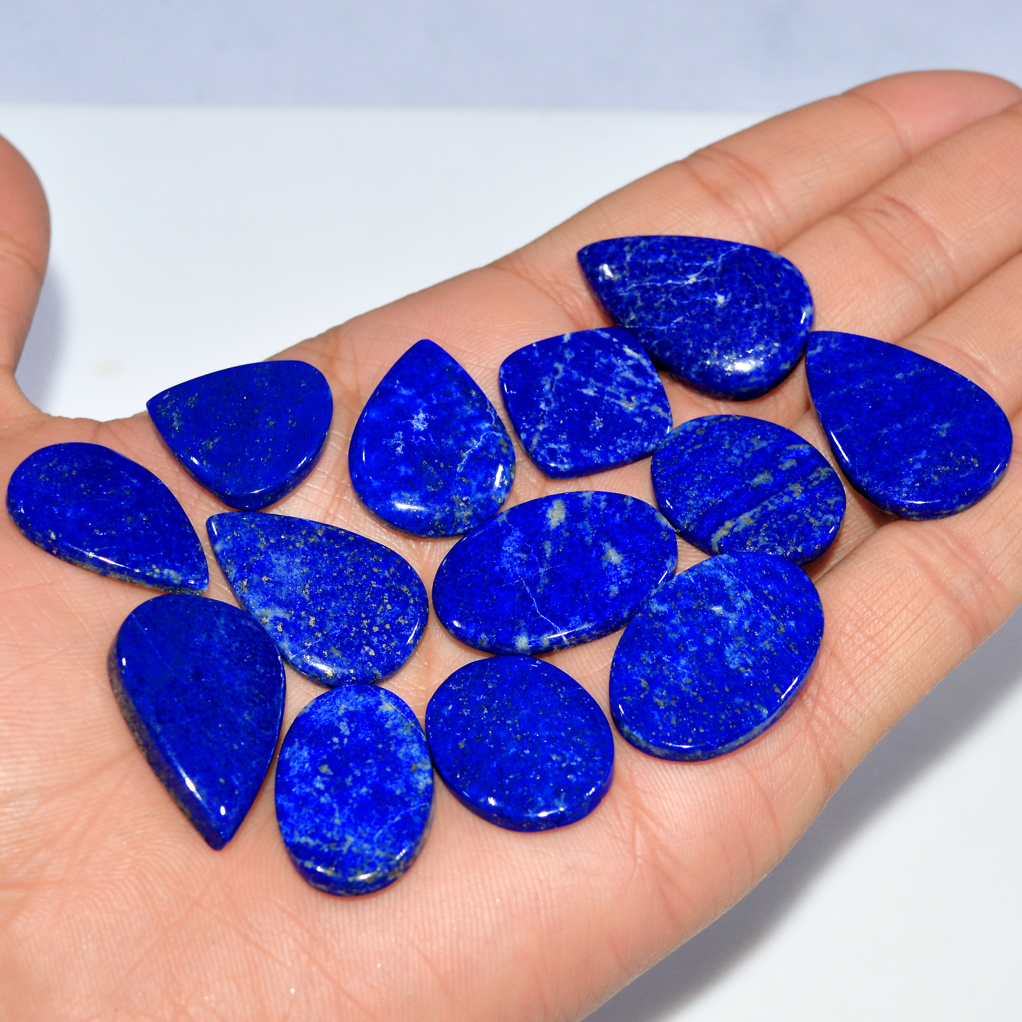 13 Pcs 250 Cts Natural Lapis Lazuli Cabochon Loose Gemstone Lot Mixed Shapes Sizes Healing Crystal For Jewelry Making 30x20 16x16mm 17435