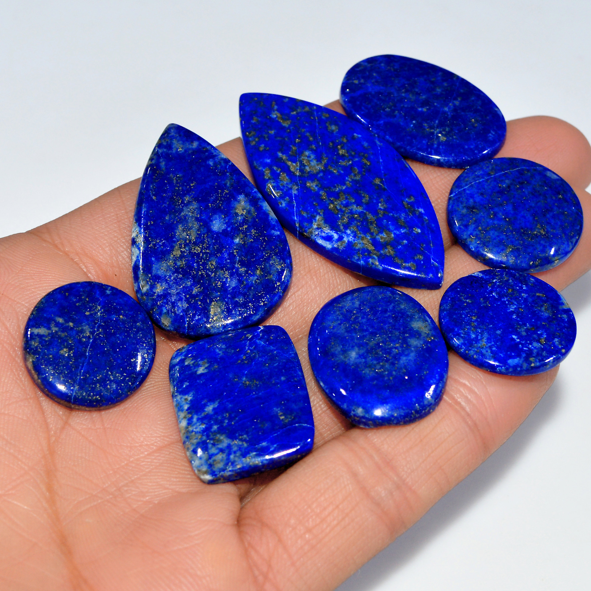 8 Pcs 234 Cts Natural Lapis Lazuli Cabochon Loose Gemstone Lot Mixed Shapes Sizes Healing Crystal For Jewelry Making 48x20 19x19mm 17436