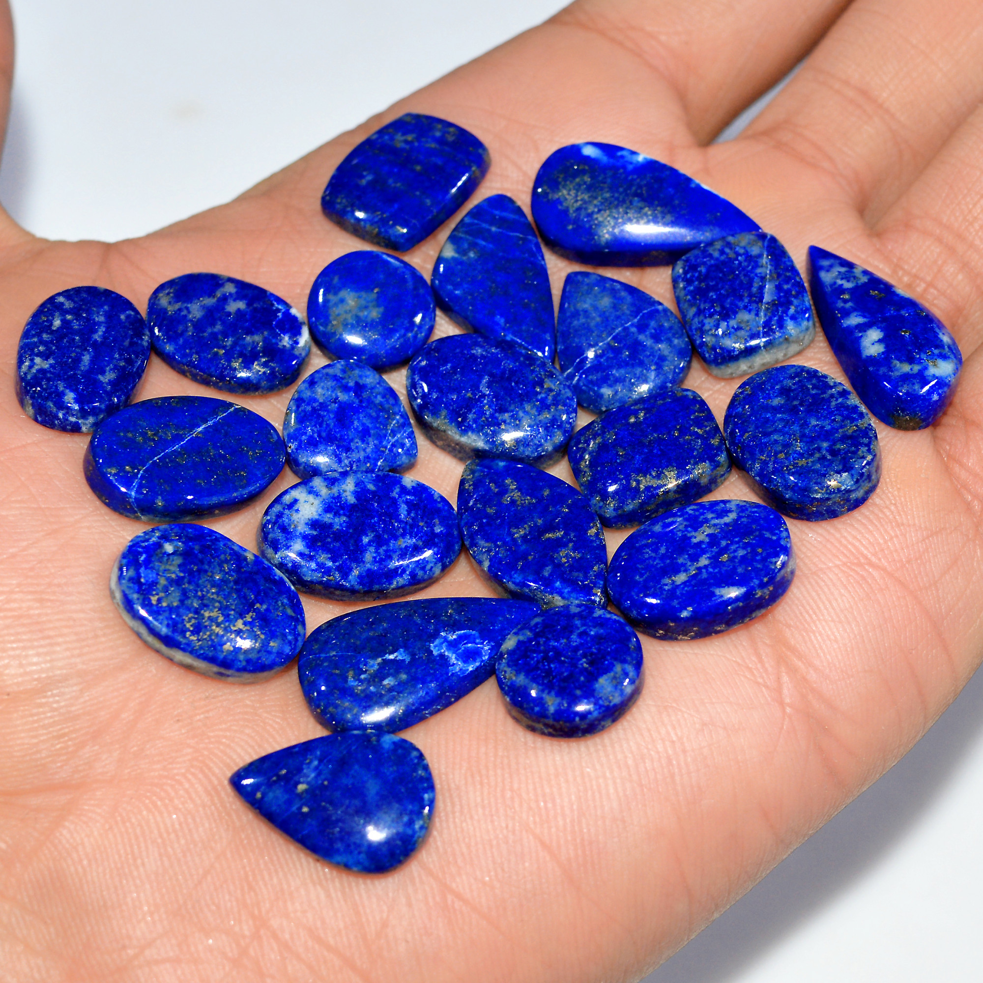 21 Pcs 201 Cts Natural Lapis Lazuli Cabochon Loose Gemstone Lot Mixed Shapes Sizes Healing Crystal For Jewelry Making 22x10 10x10mm 17437