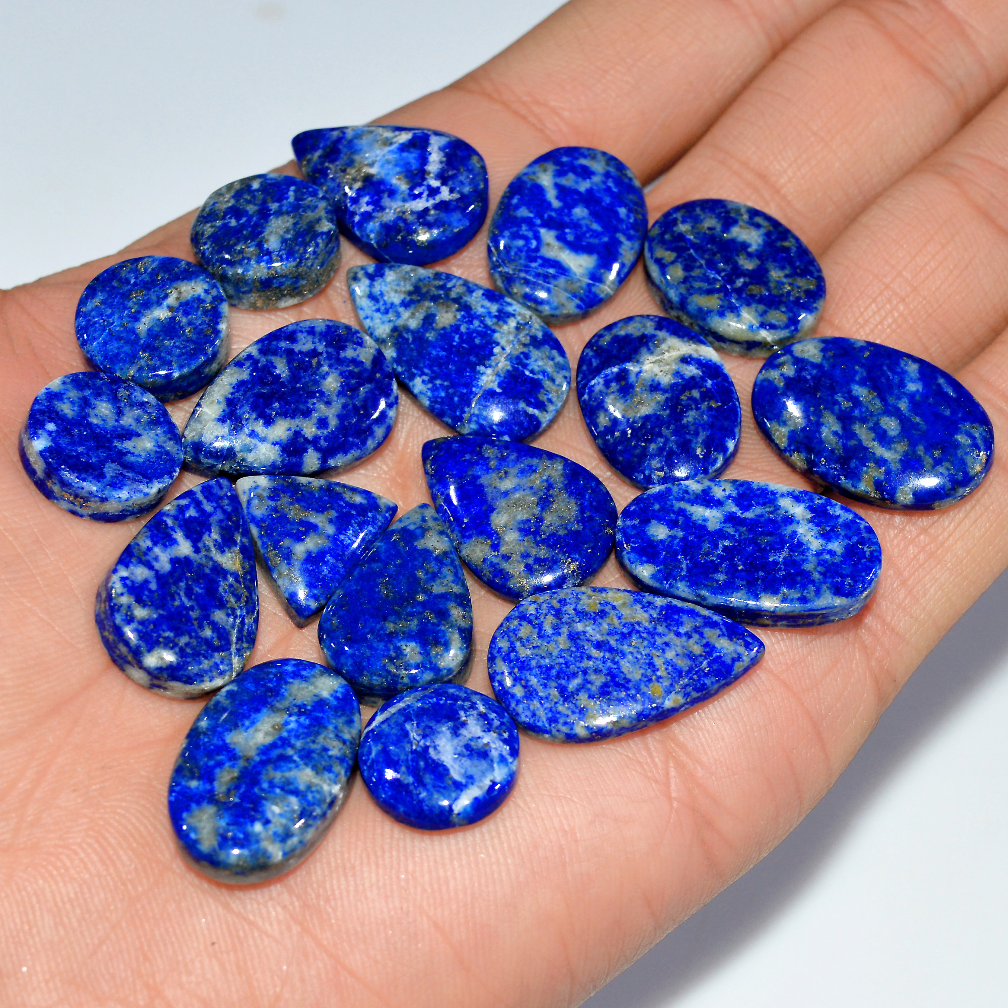 18 Pcs 262 Cts Natural Lapis Lazuli Cabochon Loose Gemstone Lot Mixed Shapes Sizes Healing Crystal For Jewelry Making 24x13 13x13mm 17438