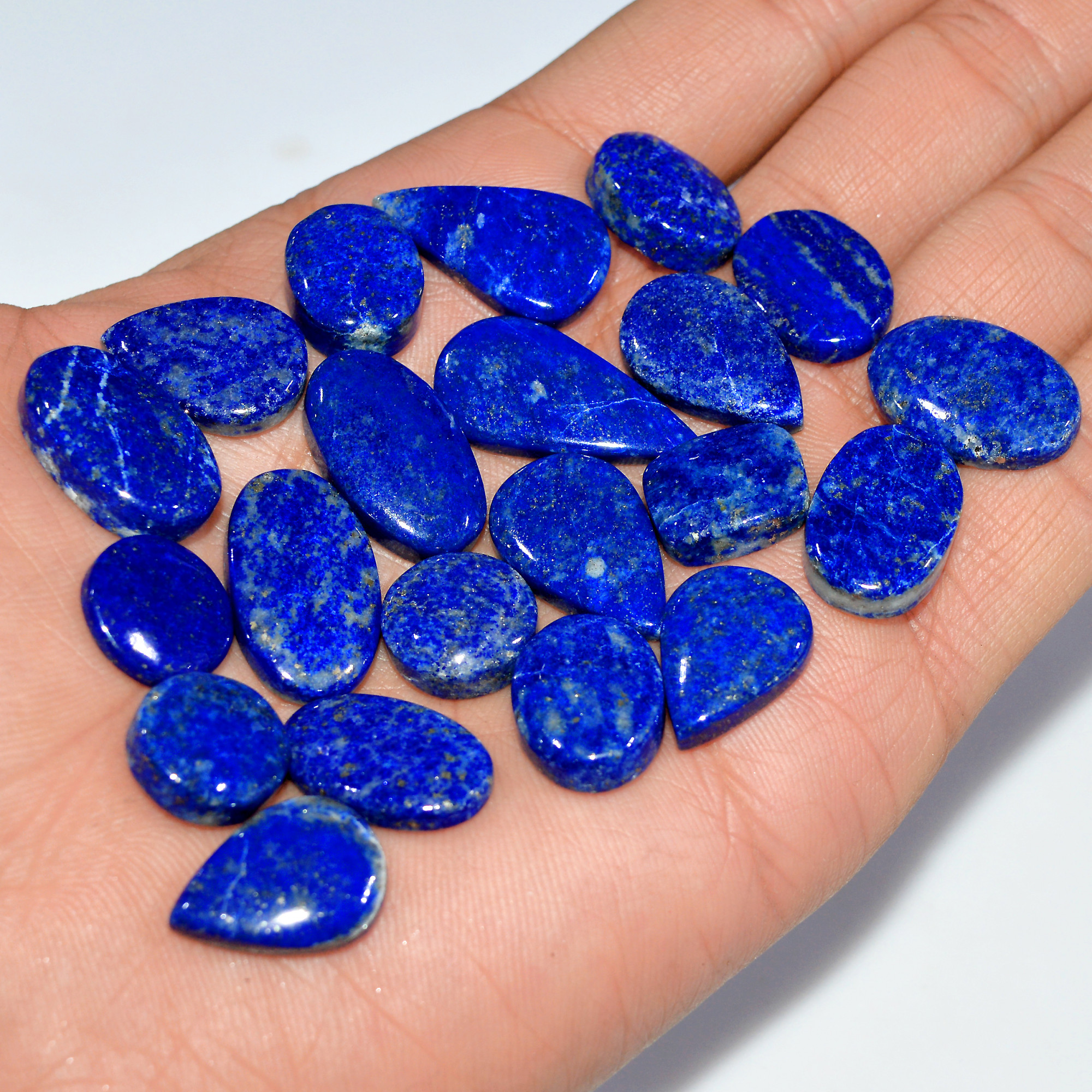 21 Pcs 249 Cts Natural Lapis Lazuli Cabochon Loose Gemstone Lot Mixed Shapes Sizes Healing Crystal For Jewelry Making 25x10 11x11mm 17439