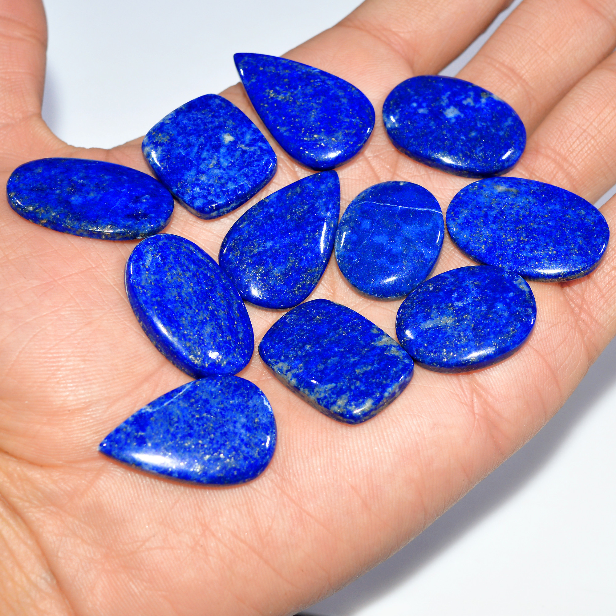 11 Pcs 269 Cts Natural Lapis Lazuli Cabochon Loose Gemstone Lot Jewelry Making Semi-Precious Healing Crystal 30x16 20x18mm 17440