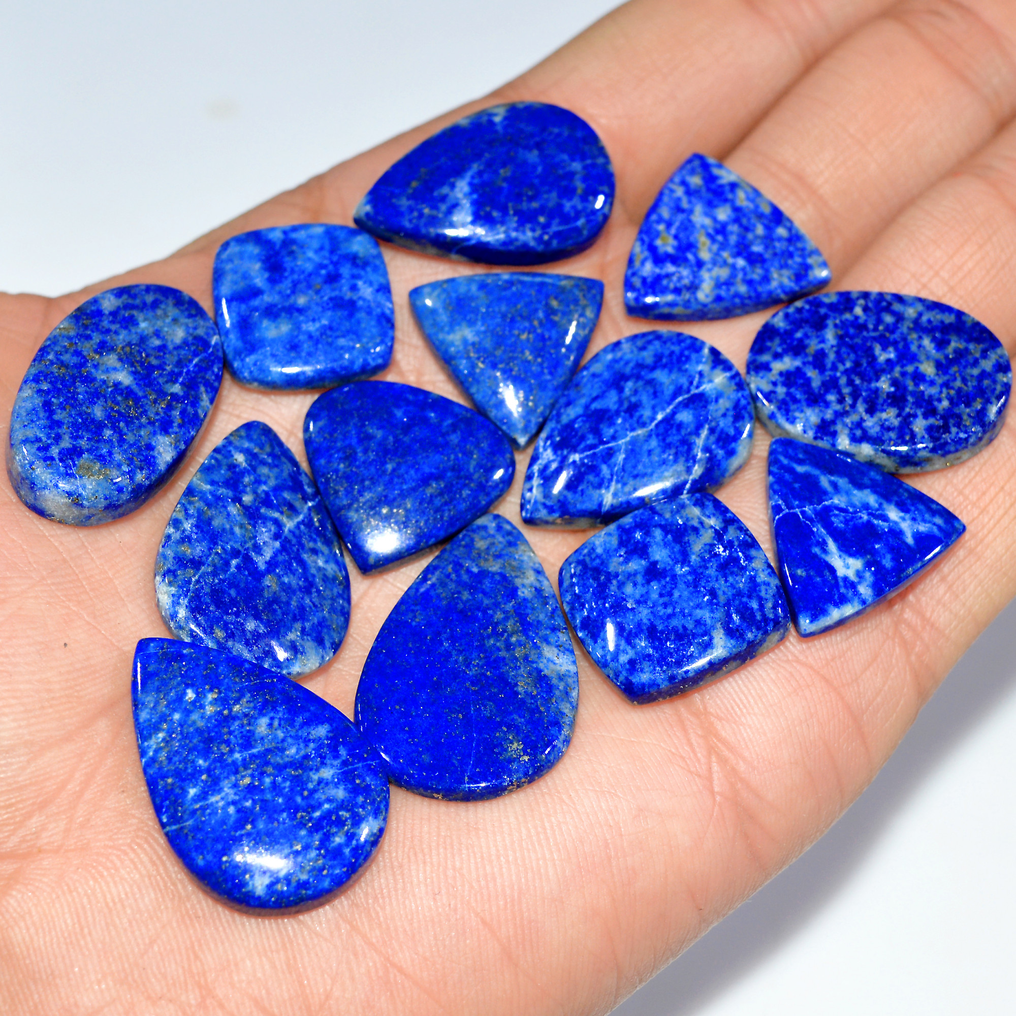 13 Pcs 274 Cts Natural Lapis Lazuli Cabochon Loose Gemstone Lot Jewelry Making Semi-Precious Healing Crystal 30x20 15x15mm 17445