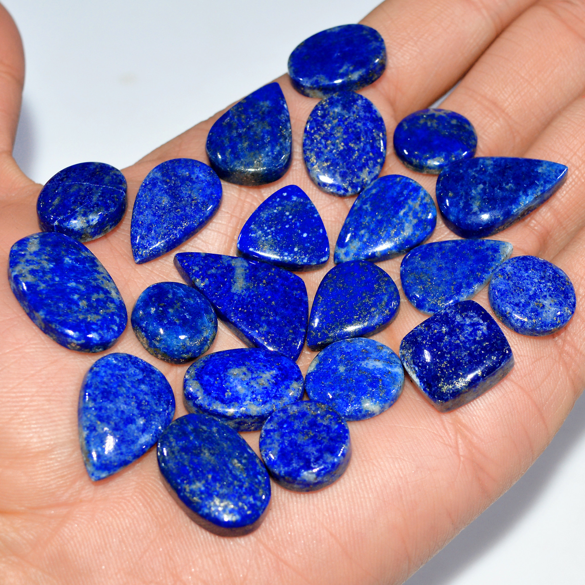 21 Pcs 289 Cts Natural Lapis Lazuli Cabochon Loose Gemstone Lot Jewelry Making Semi-Precious Healing Crystal 20x14 12x12mm 17446
