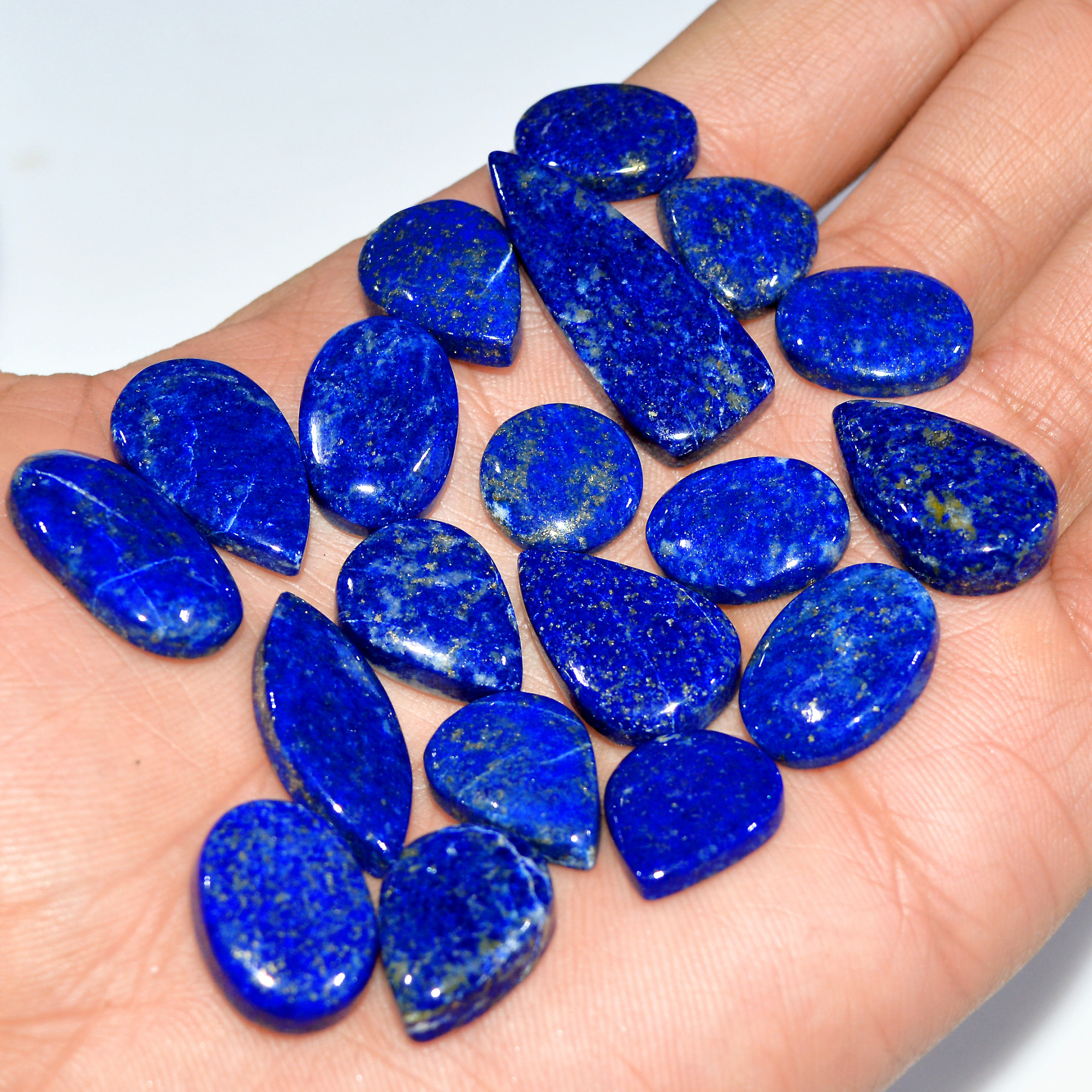 19 Pcs 228 Cts Natural Lapis Lazuli Cabochon Loose Gemstone Lot Jewelry Making Semi-Precious Healing Crystal 30x10 11x11mm 17448