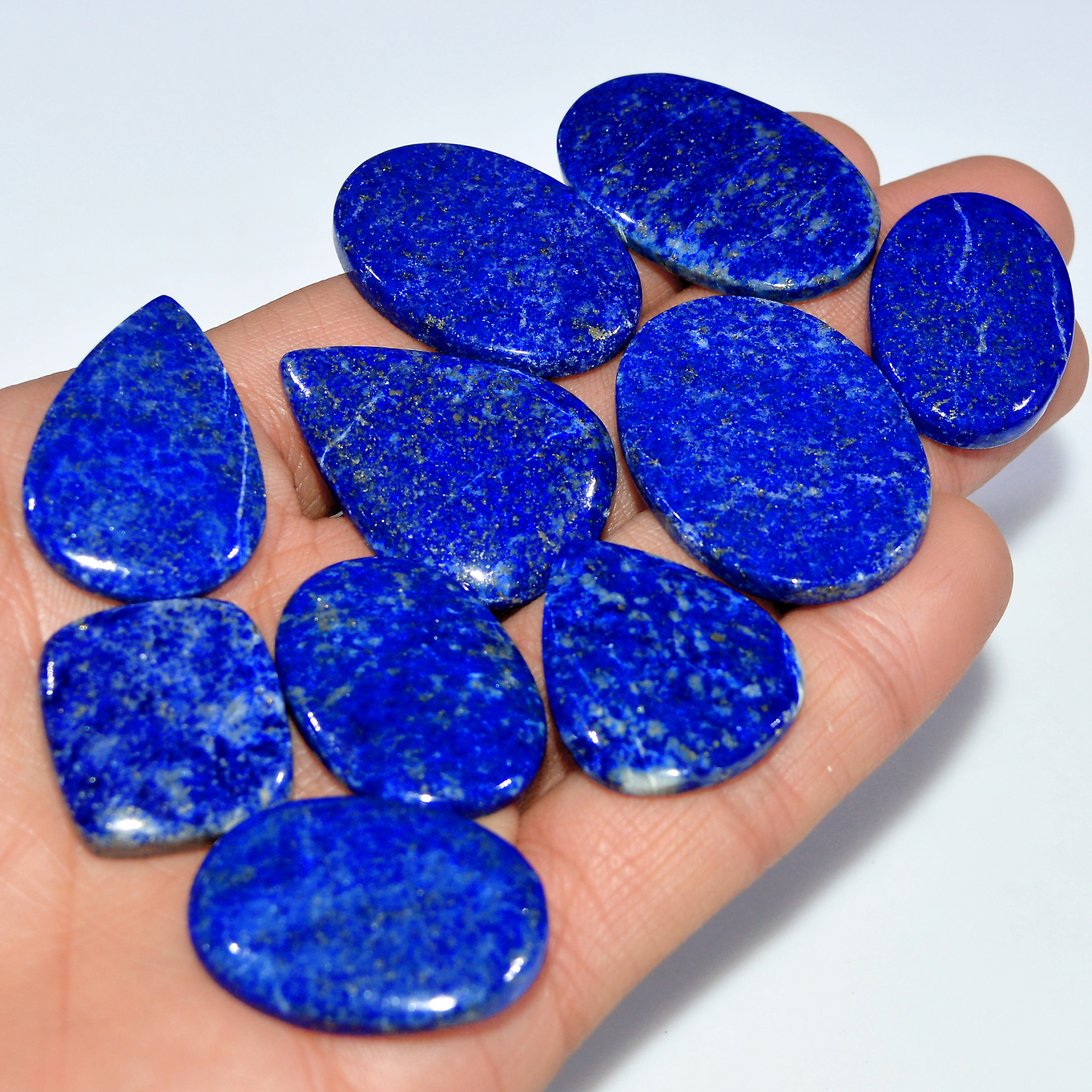 10 Pcs 359 Cts Natural Lapis Lazuli Cabochon Loose Gemstone Lot Jewelry Making Semi-Precious Healing Crystal 35x25 20x19mm 17449