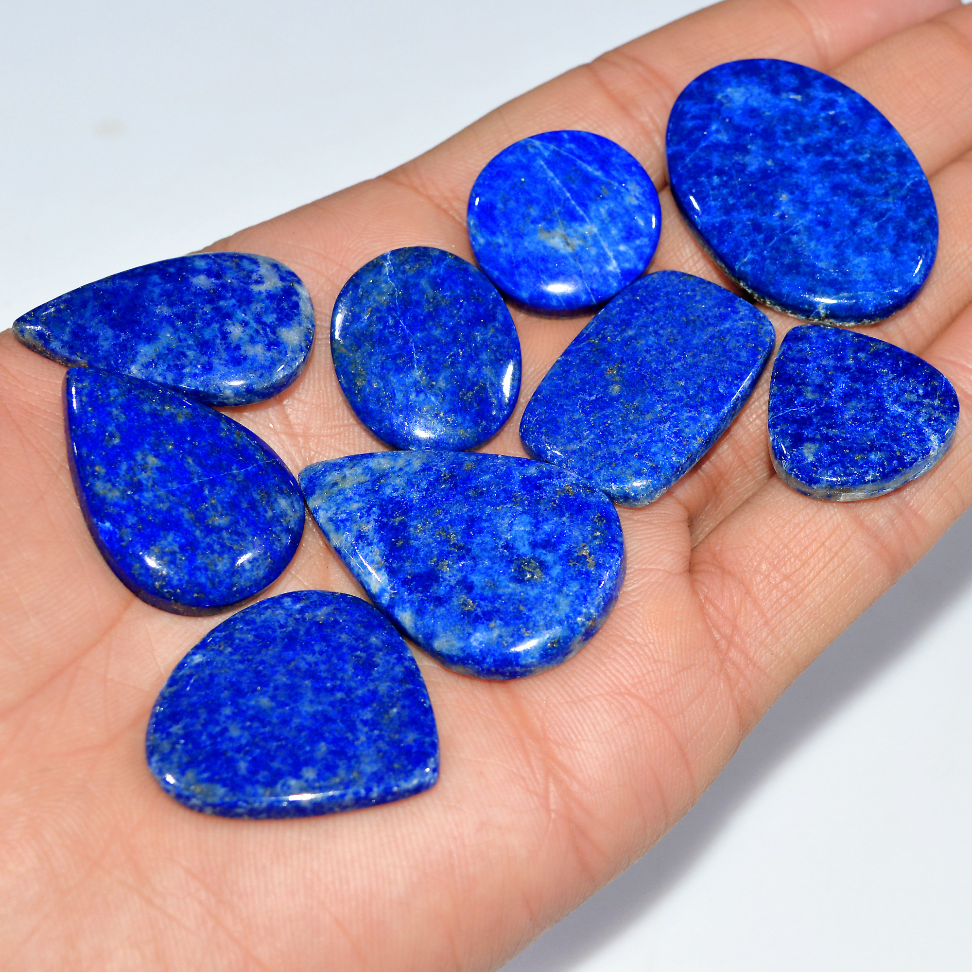 9 Pcs 326 Cts Natural Lapis Lazuli Cabochon Loose Gemstone Lot Jewelry Making Semi-Precious Healing Crystal 38x25 20x20mm 17458