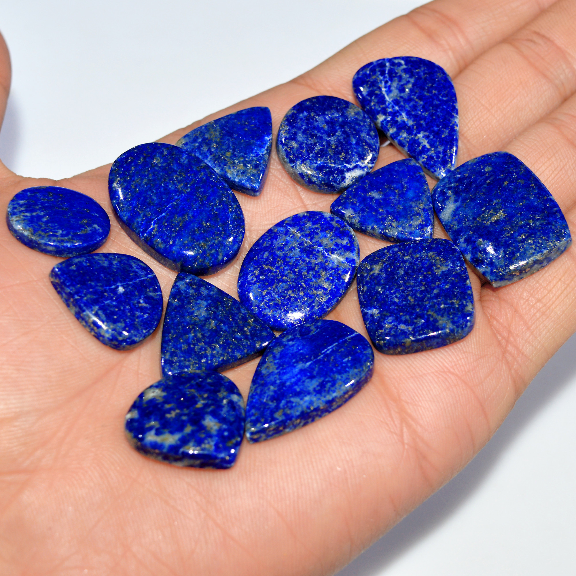 13 Pcs 292 Cts Natural Lapis Lazuli Cabochon Loose Gemstone Lot Jewelry Making Semi-Precious Healing Crystal 29x15 16x16mm 17461