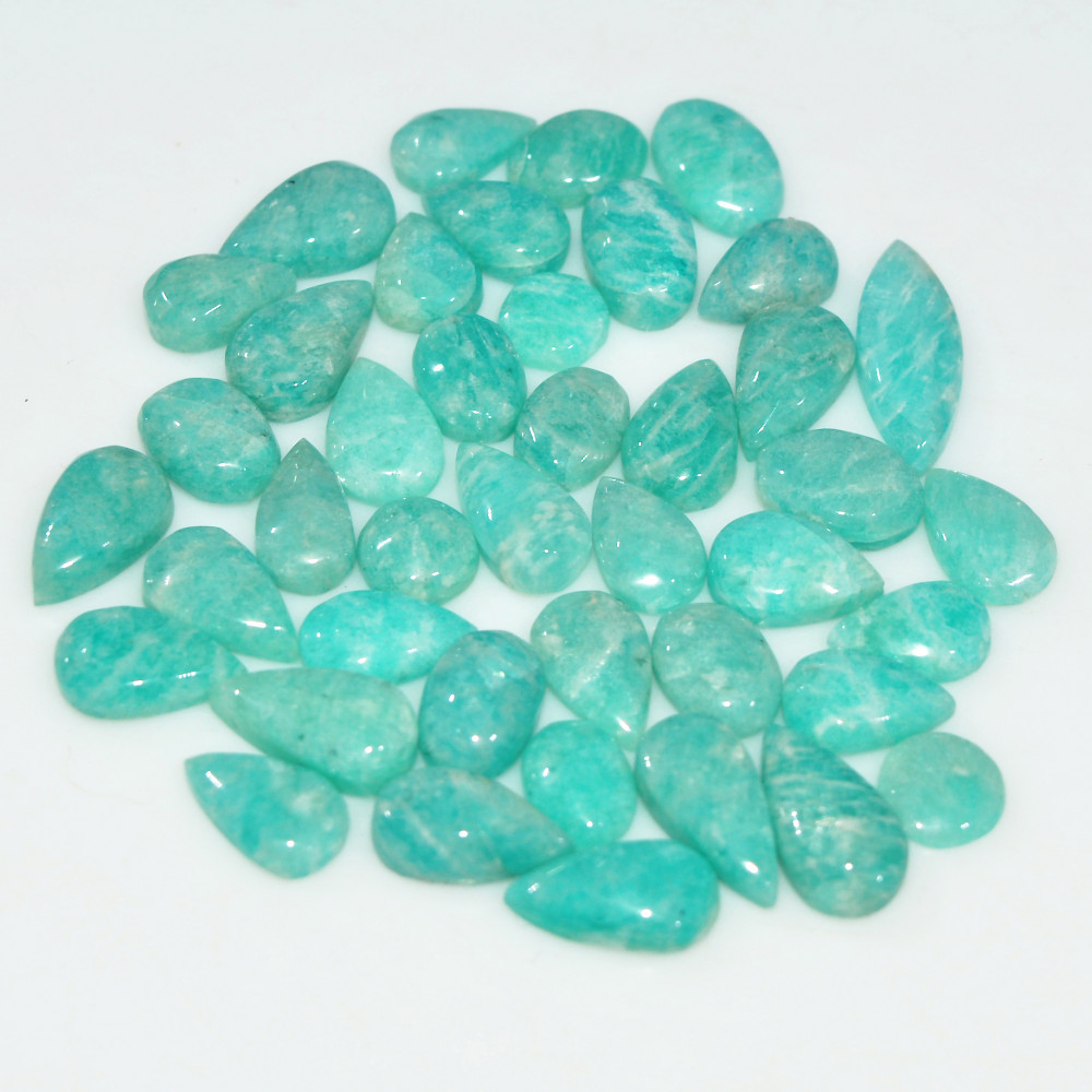 Image of 40Pcs 67Cts Natural Green Amazonite Loose Gemstone Cabochon For Silver Jewelry 15x5 5x5mm #17650