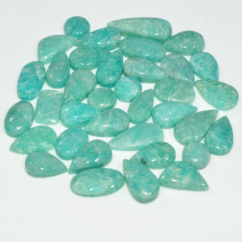 Image of 36Pcs 94Cts Natural Green Amazonite Loose Gemstone Cabochon For Silver Jewelry 18x5 5x5mm #17653