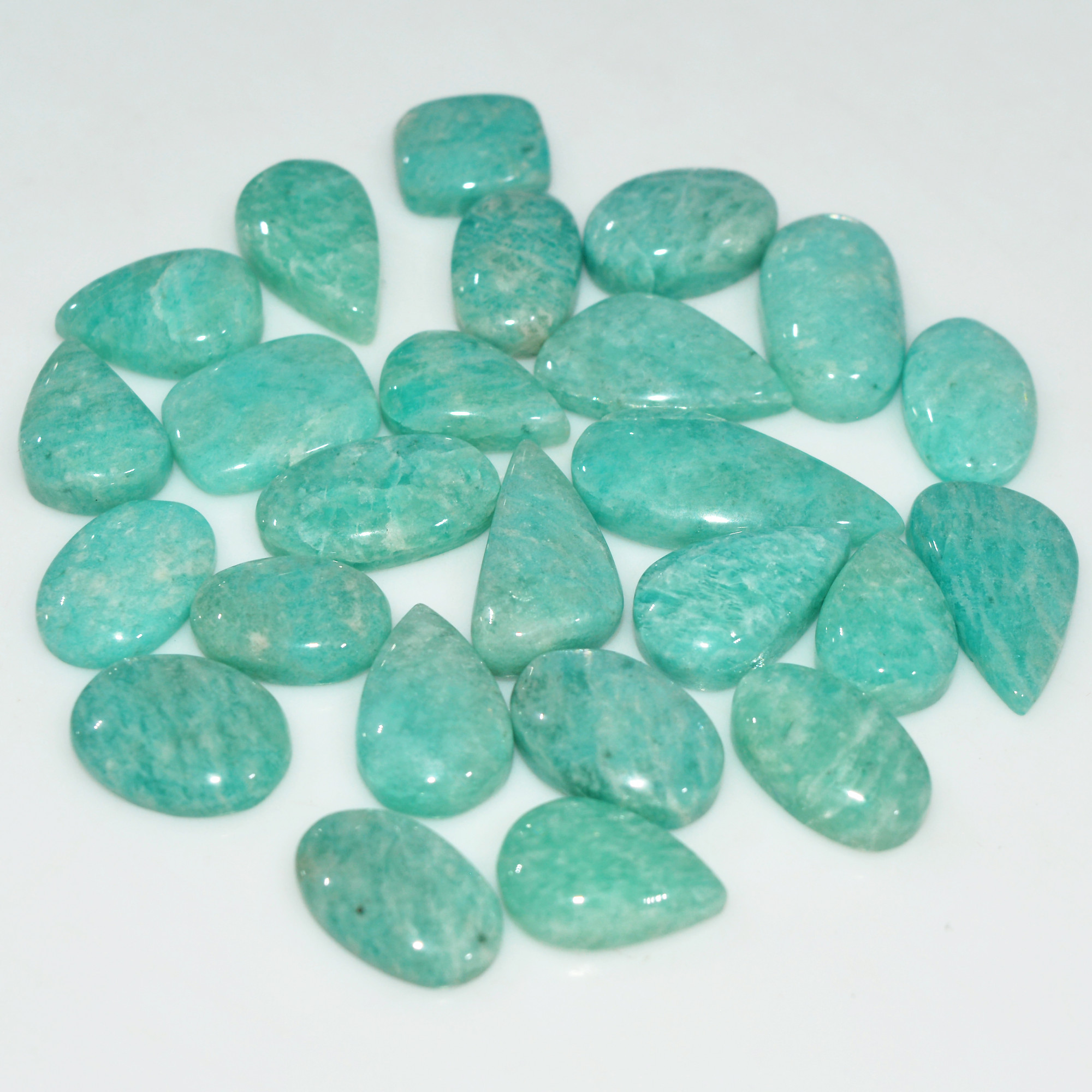 23Pcs 139Cts Natural Amazonite Gemstone Cabochon Lot Mix Shapes For Pendant 20x8 10x8mm 17664