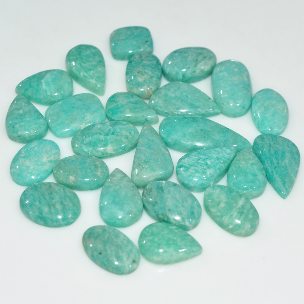 Image of 23Pcs 139Cts Natural Amazonite Gemstone Cabochon Lot Mix Shapes For Pendant 20x8 10x8mm #17664