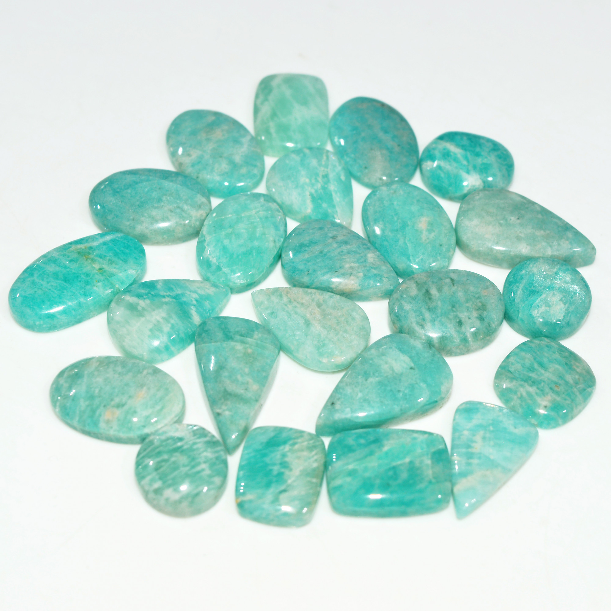 22Pcs 157Cts Natural Amazonite Gemstone Cabochon Lot Mix Shapes For Pendant 19x9 10x10mm 17677