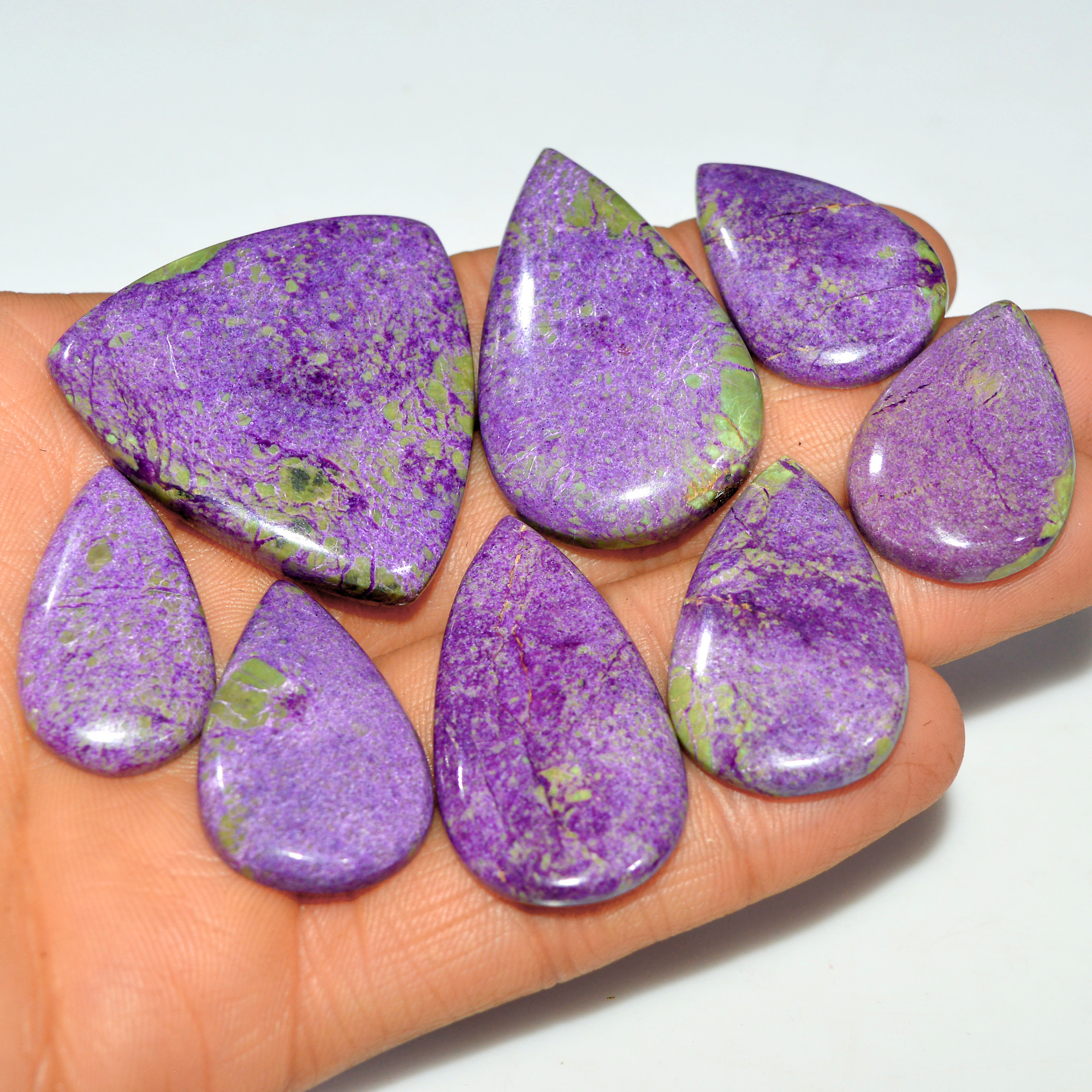8Pcs 240Cts Natural Purple Stichtite Gemstone Cabochon Lot for Crystal Healing 40x40 30x20mm 17699