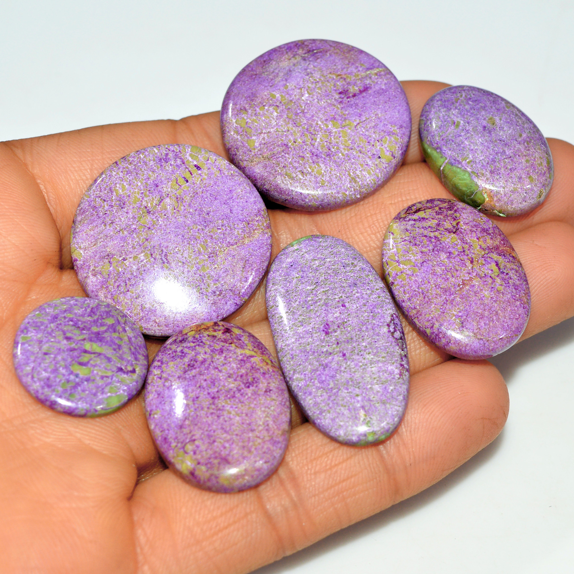 7Pcs 152Cts Natural Purple Stichtite Gemstone Cabochon Lot for Crystal Healing 30x30 19x19mm 17703