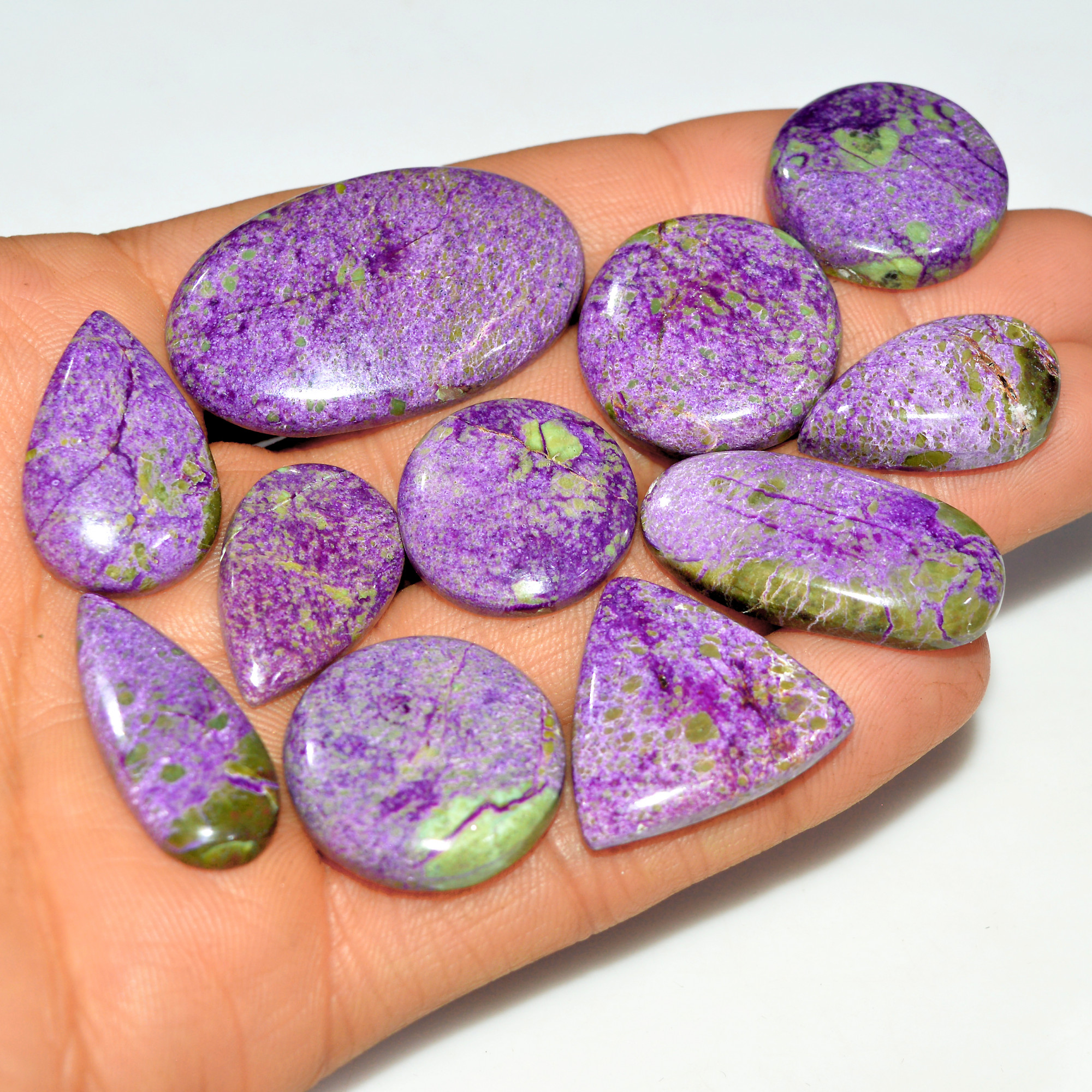 11Pcs 207Cts Natural Purple Stichtite Gemstone Cabochon Lot for Crystal Healing 37x21 20x20mm 17704
