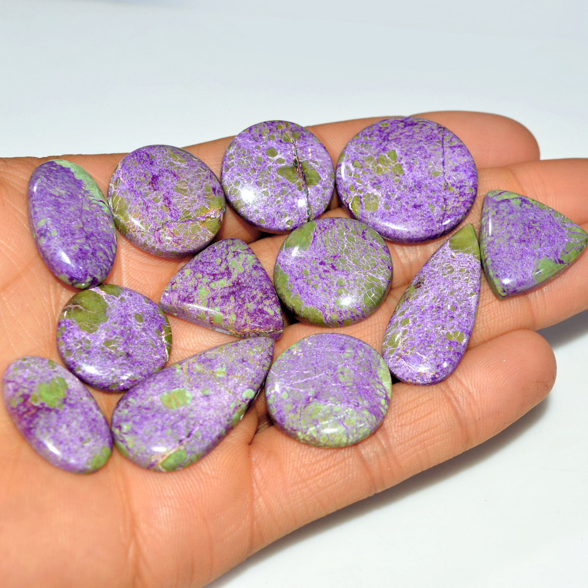 12Pcs 211Cts Natural Purple Stichtite Gemstone Cabochon Lot for Crystal Healing 25x25 20x20mm 17705