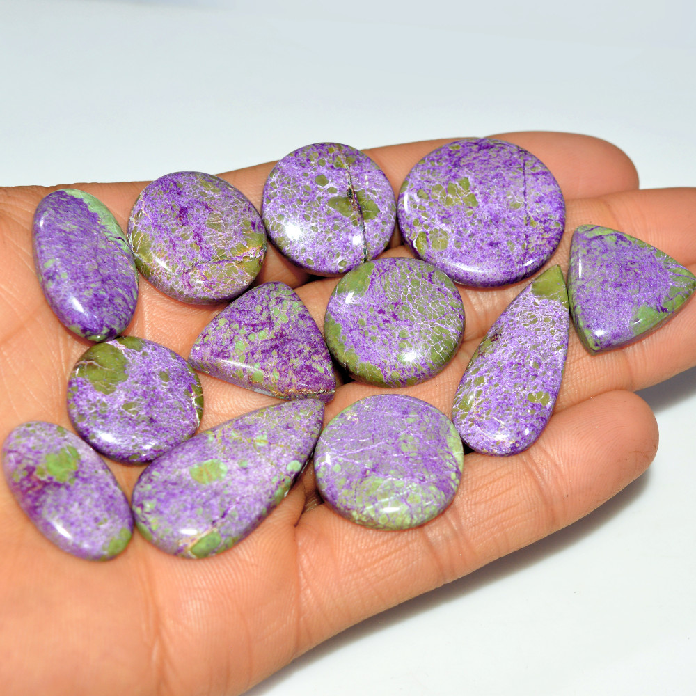 Image of 12Pcs 211Cts Natural Purple Stichtite Gemstone Cabochon Lot for Crystal Healing 25x25 20x20mm #17705