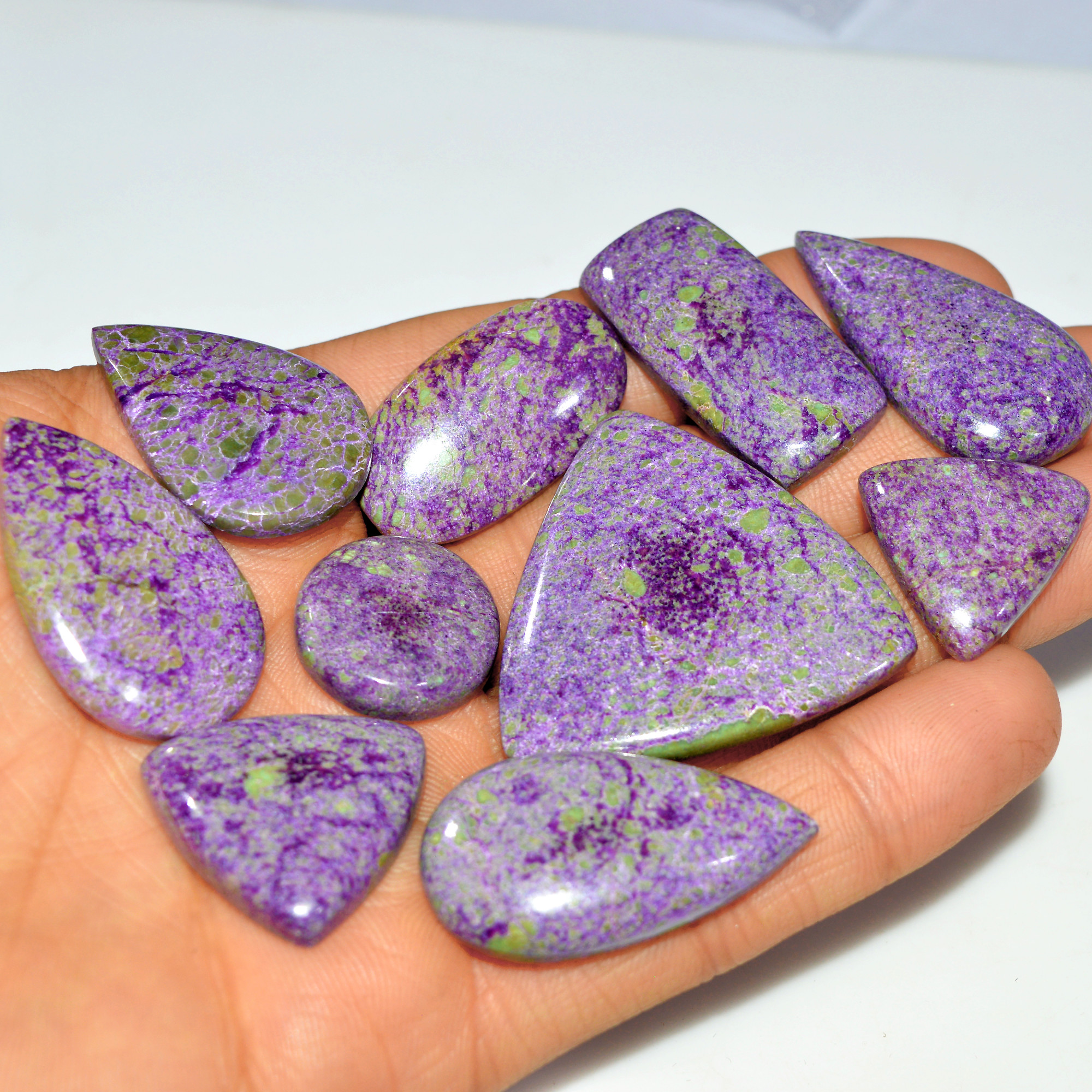 10Pcs 246Cts Natural Purple Stichtite Gemstone Cabochon Lot for Crystal Healing 40x40 20x20mm 17707
