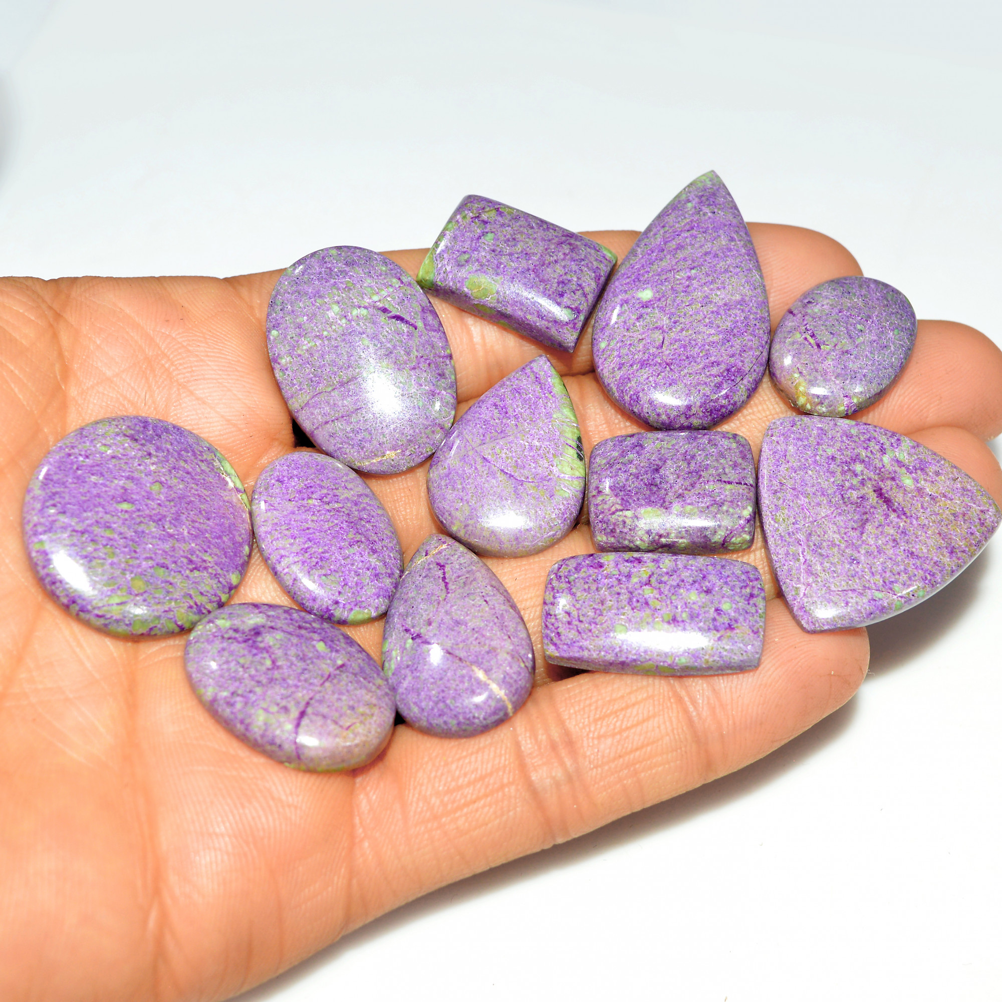 12Pcs 201Cts Natural Stichtite Loose Gemstone Cabochon Lot for silver Jewelry 35x20 19x14mm 17710